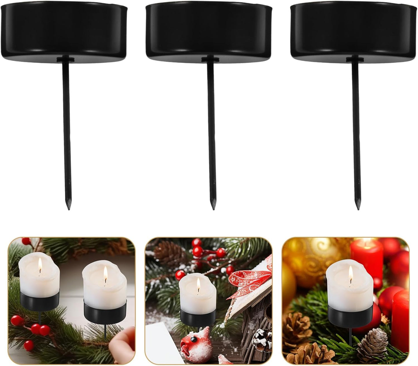 Veemoon Candle Holder Stakes - 6pcs Heavy-Duty Taper Candlestick Holders for Table Centerpieces | Black
