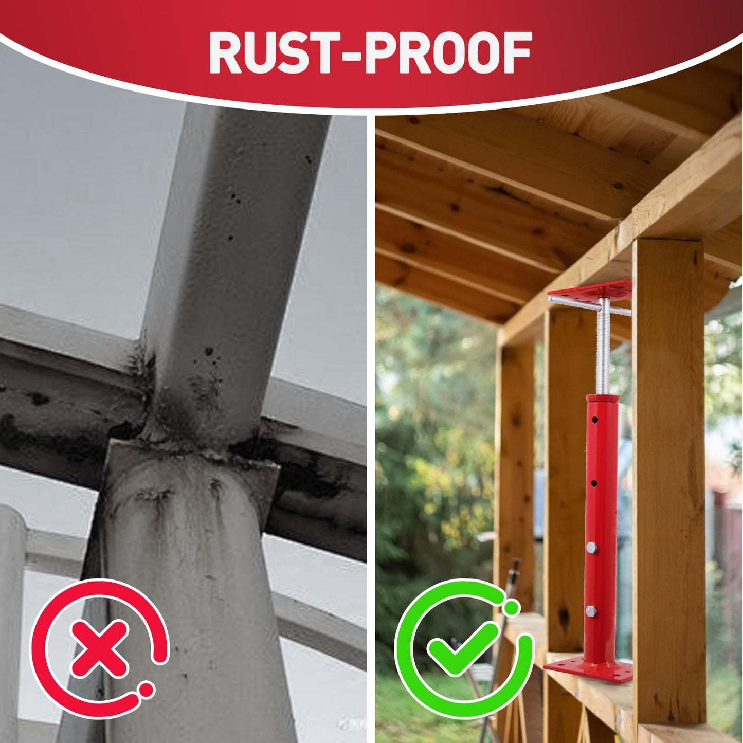 Hocamel 4 Pack House Jacks for Leveling 19''-36''Adjustable Support Jack,17636LBS Max Capacity Each Screw Pole Jack,for Temporary Support for Leveling-Red