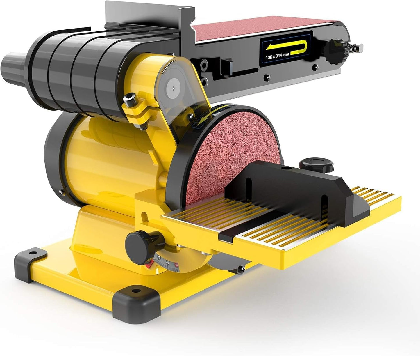 Woodskil 4.3A Belt Sander, 4 x 36 in. Belt & 6 in. Disc Sander, Double Dust Exhaust Port, Steel Base, 2Pcs Sandpapers Included