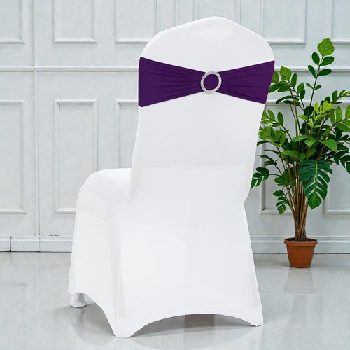 MDS Spandex Chair Sashes - Universal Fit Elastic Stretch Bands with Slider Bow - 250 Pack, Purple