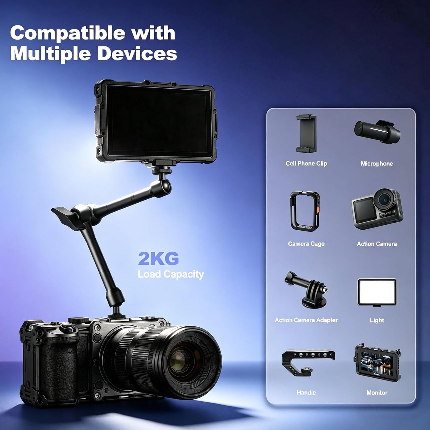 EMART 10inch Articulating Magic Arm Camera Mount with Super Clamp, Friction Power Adjustable Camera Mounts & Clamps