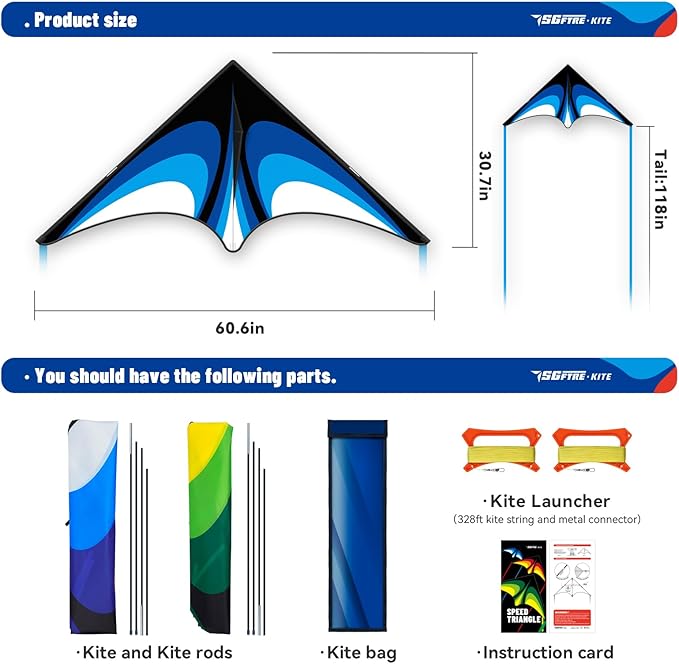 Two Piece Large Delta Kite for Kids & Adults Easy to Fly,Beach Trip Outdoor Games Single Line String with Tail,Easy Flying Colorful Life Delta Huge Kite(Green+Blue, 2)