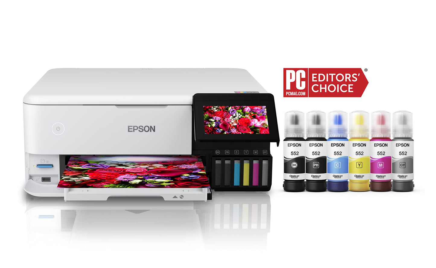 Epson EcoTank Photo ET-8500 Wireless Wide-Format Color All-in-One Supertank Printer with Scanner, Copier & Epson Claria ET Premium T552920 Claria ET Premium T552020