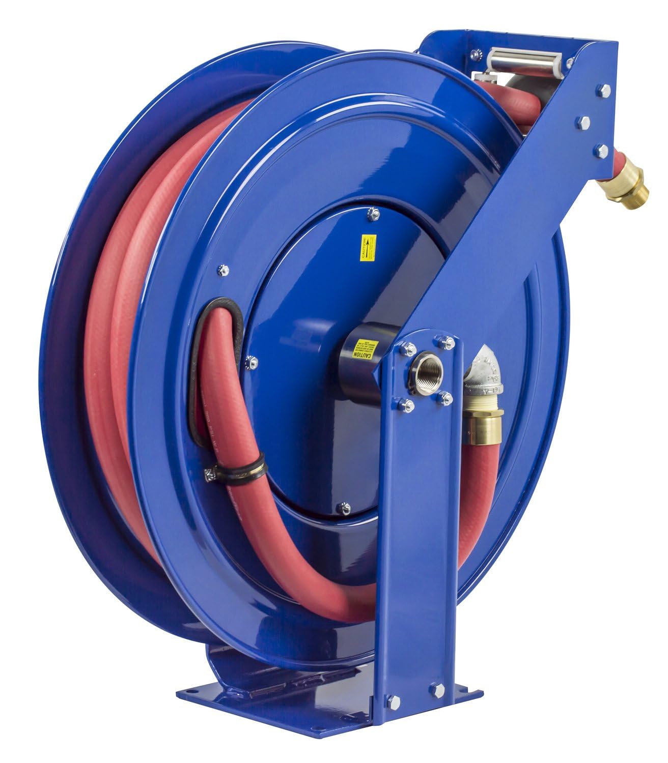 Coxreels TSHF-N-550 Retractable Fuel Hose Reel, T-Fuel Series ¾” x 50’, 300PSI-Easy-Maintenance Design with Brass Swivel and Multi-Position Mount Arm-Heavy Duty Steel Construction, Made in USA, Blue