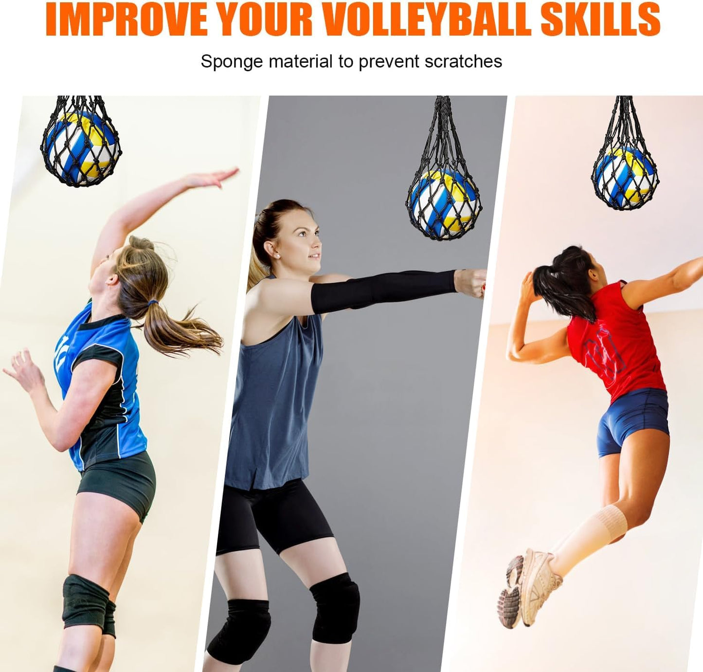 UZTUGG Volleyball Spike Trainer, Volleyball Training Aids, Volleyball Attack Trainer, Adjustable Volleyball Spiking Training System can Improve Your Serving, Jumping, Arm Speed and Spiking Power
