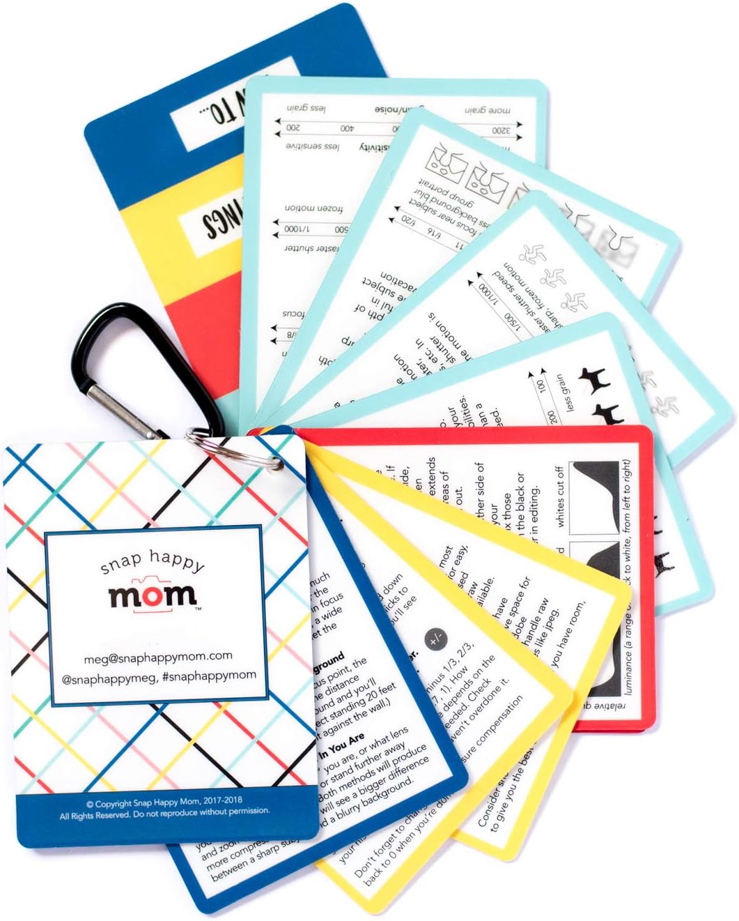 Snap Happy Mom Settings, DSLR Cheat Sheet Cards for Canon, Nikon and Sony Cameras - Plastic Quick Reference Photography