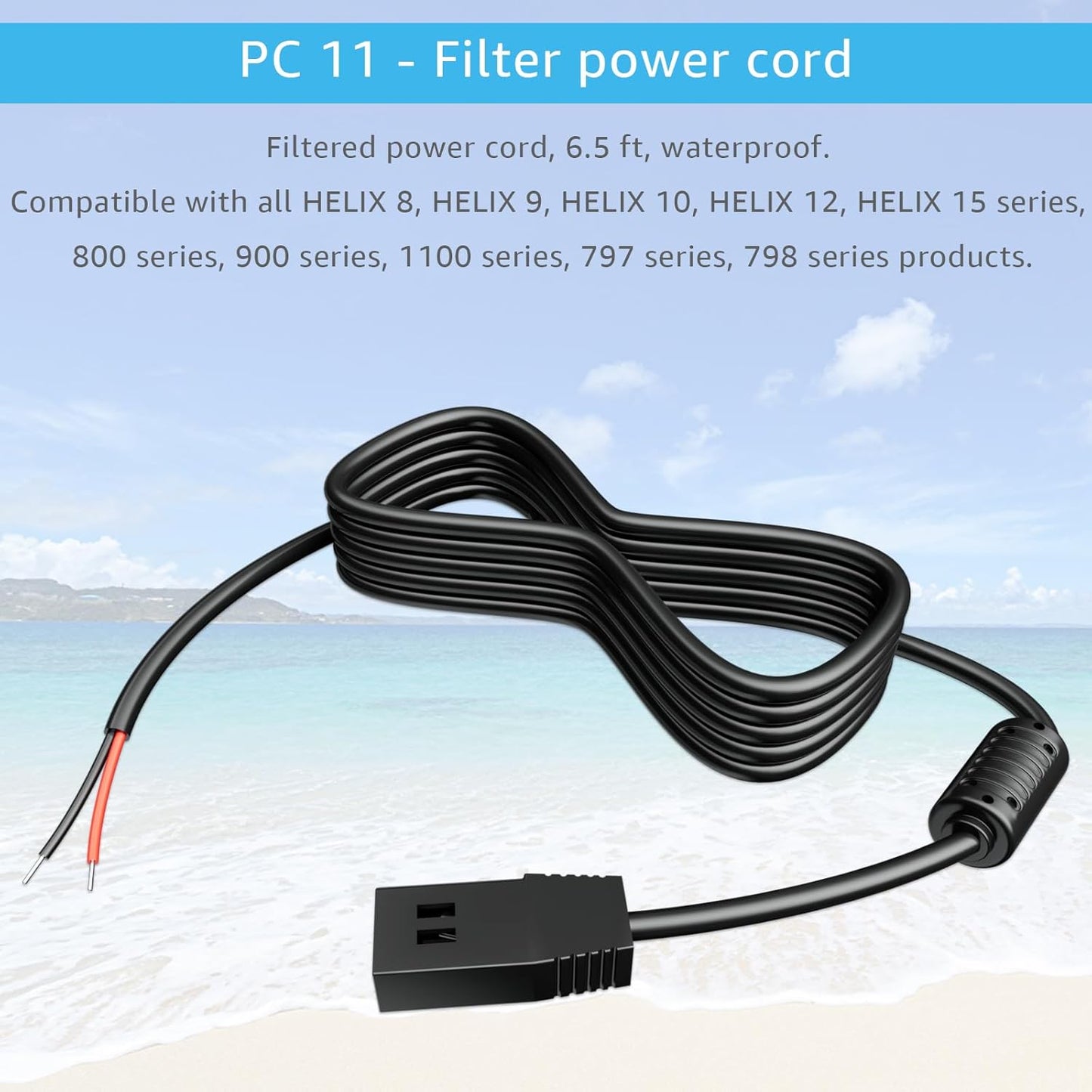 SigeIy 11 Humminbird 9-10-12, 700, 800, 900, 1100 PC - Filtered Power Cable, Compatible with Helix Series