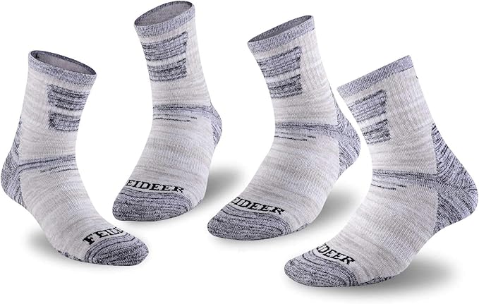FEIDEER Men's Hiking Walking Socks, Multi-pack Wicking Cushioned Outdoor Recreation Quarter Crew Socks