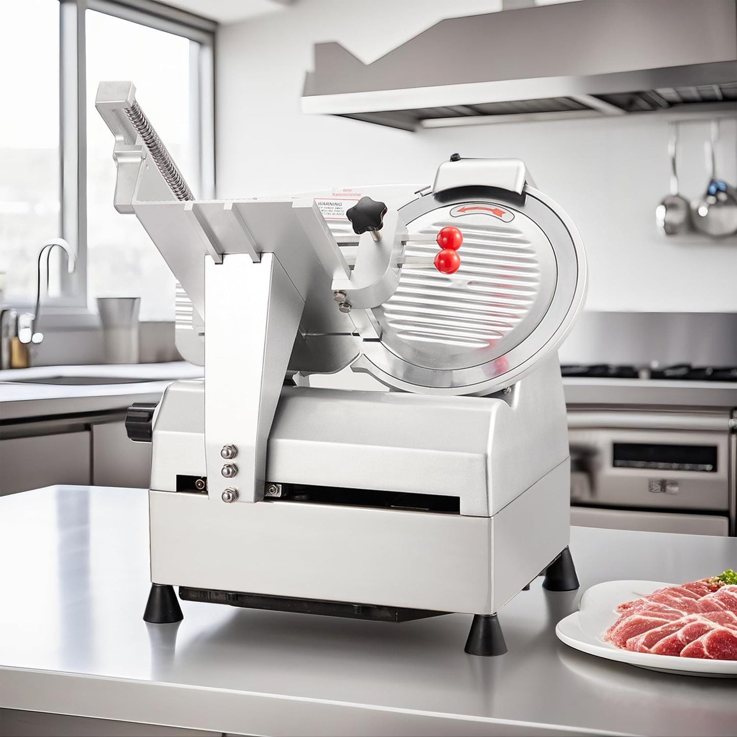 12" Automatic Meat Cutter, Electric Meat Slicer Machine for Home & Commercial Use, 800W Deli Slicer with Adjustable Thickness, Alloy Steel Blade, Built-in Sharpener, Thin Meat, Cheese, Bread