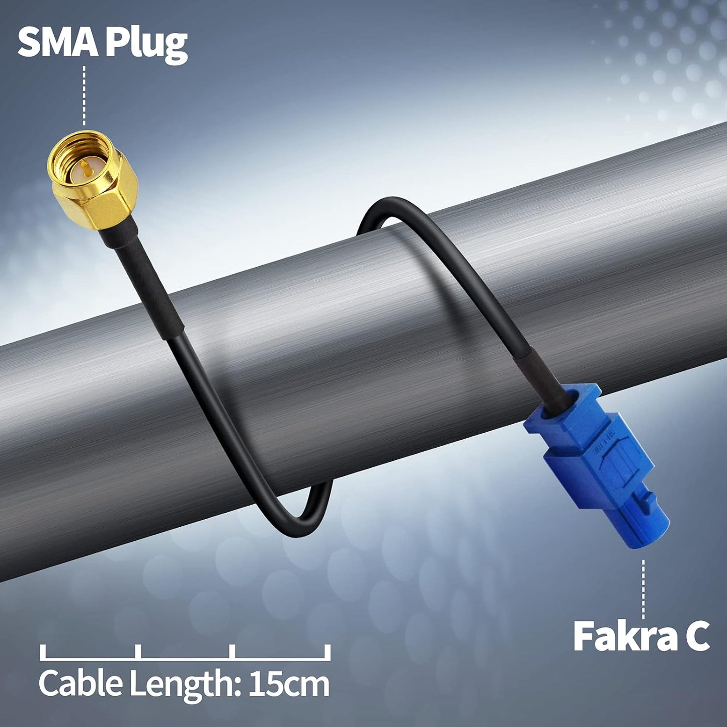 Eightwood 6 inch Fakra C Plug to SMA Plug Male Car GPS Antenna Cable for Vehicle GPS Navigation Radio Stereo Head Unit