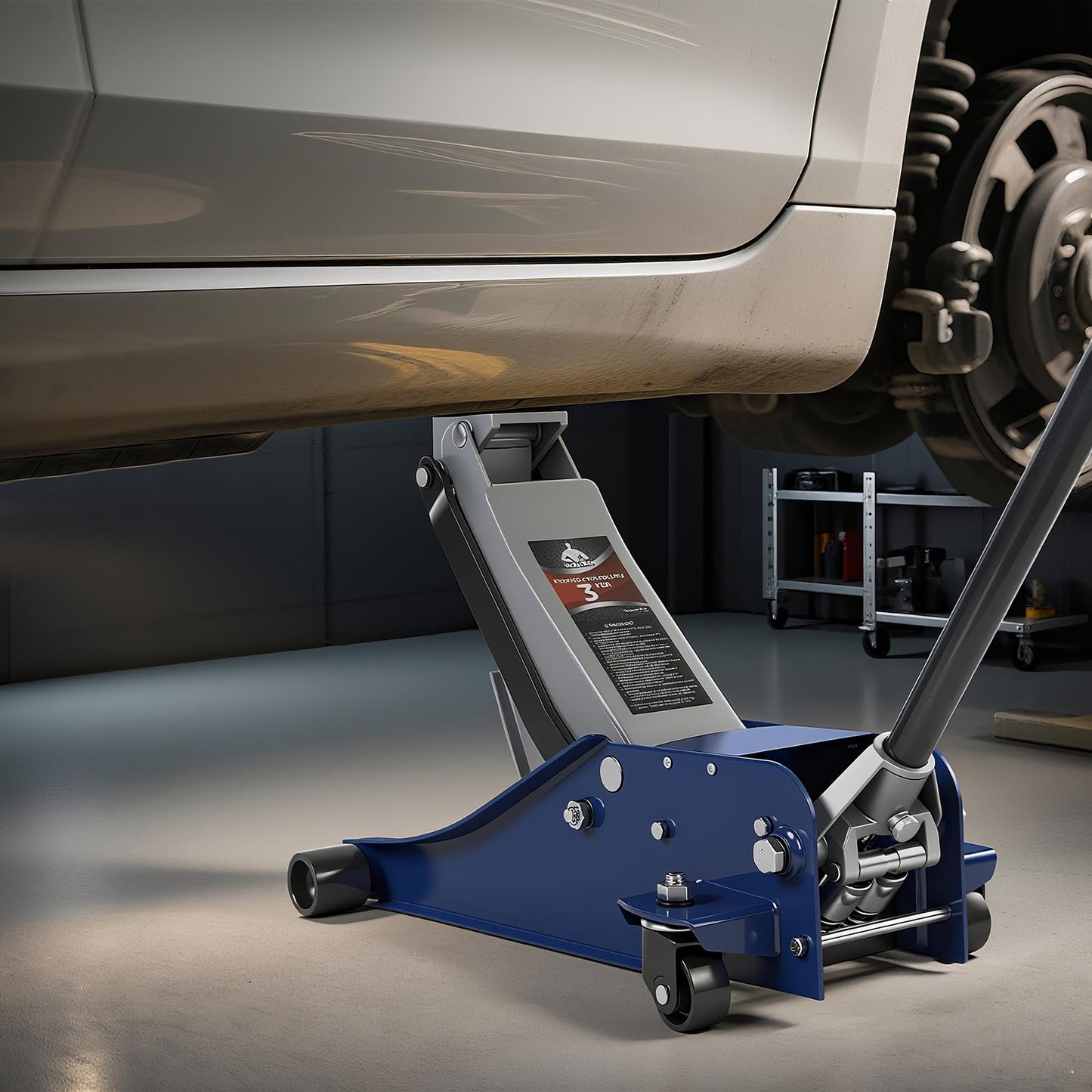 Jack Boss 3 Ton Floor Jack, Hydraulic Car Jack, Low Profile with Dual Pumps, Quickly Lift Steel Service Jack (6600lbs)