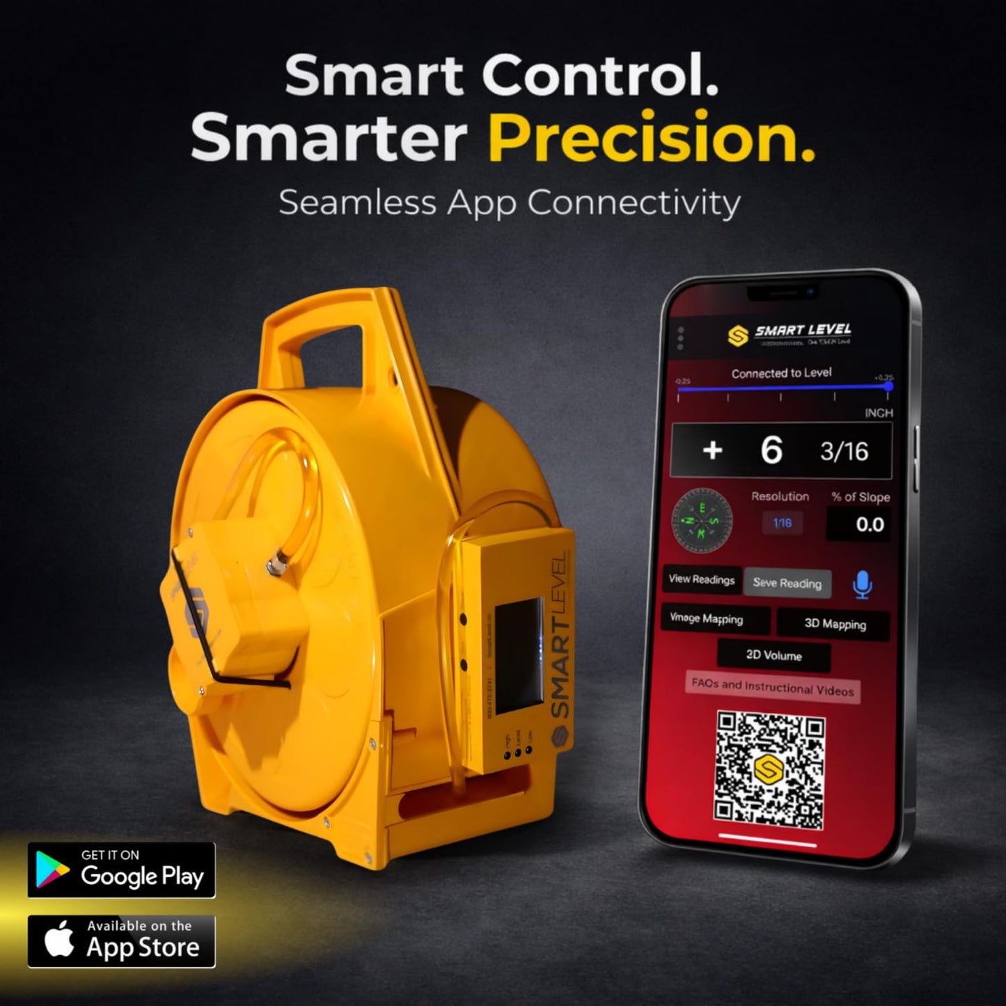Smart Level Precision Construction Altimeter with Bluetooth App (iOS & Android), 1/16 inch Accuracy – Includes Carrying Case & Monopod – Data Export & Backlit Display