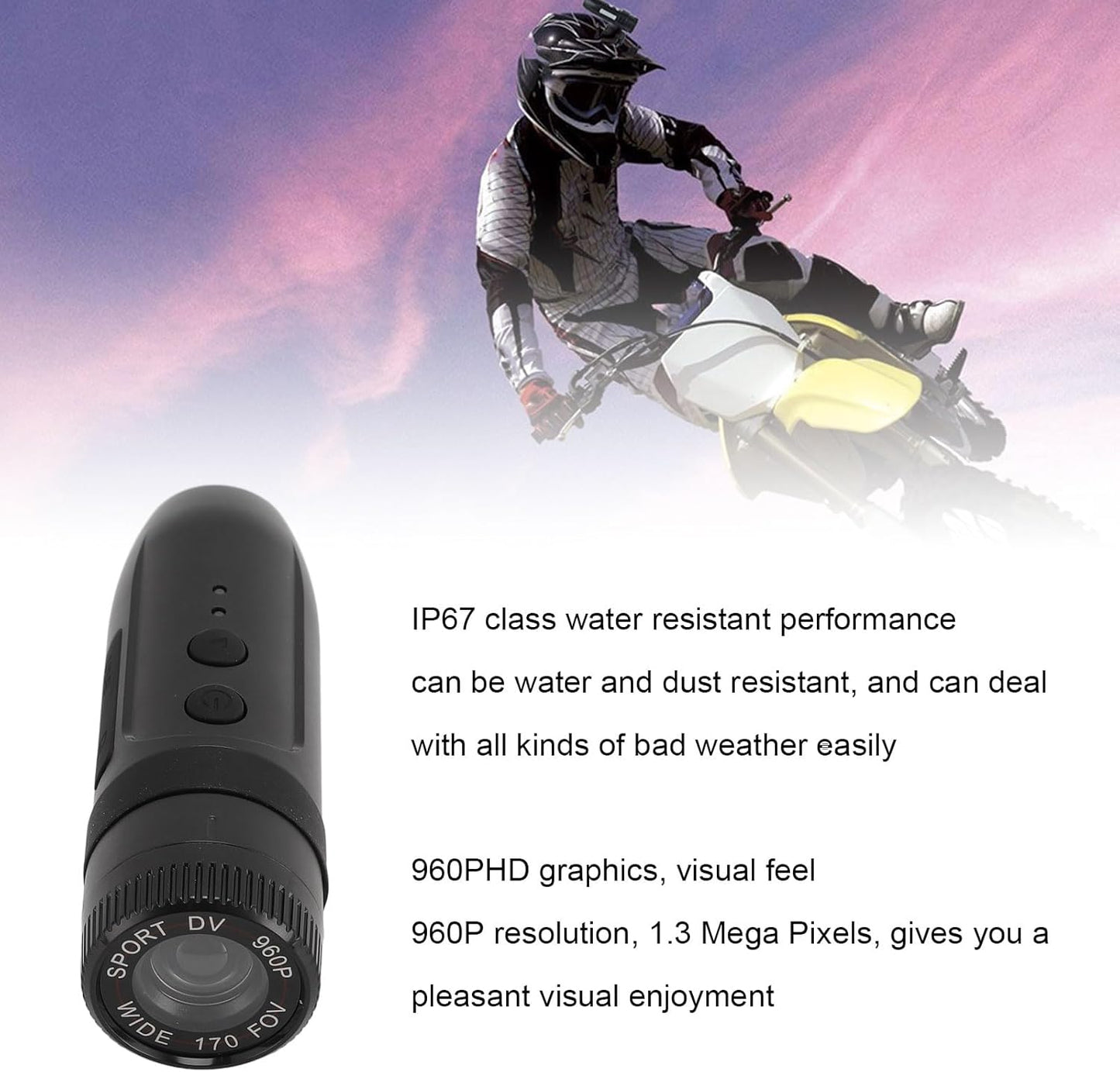 SENECESLI Camera,1080P 170 IP67 128G Motorcycle Helmet Camera, Bike Video Sports Action Camera, Wide Angle Camcorder