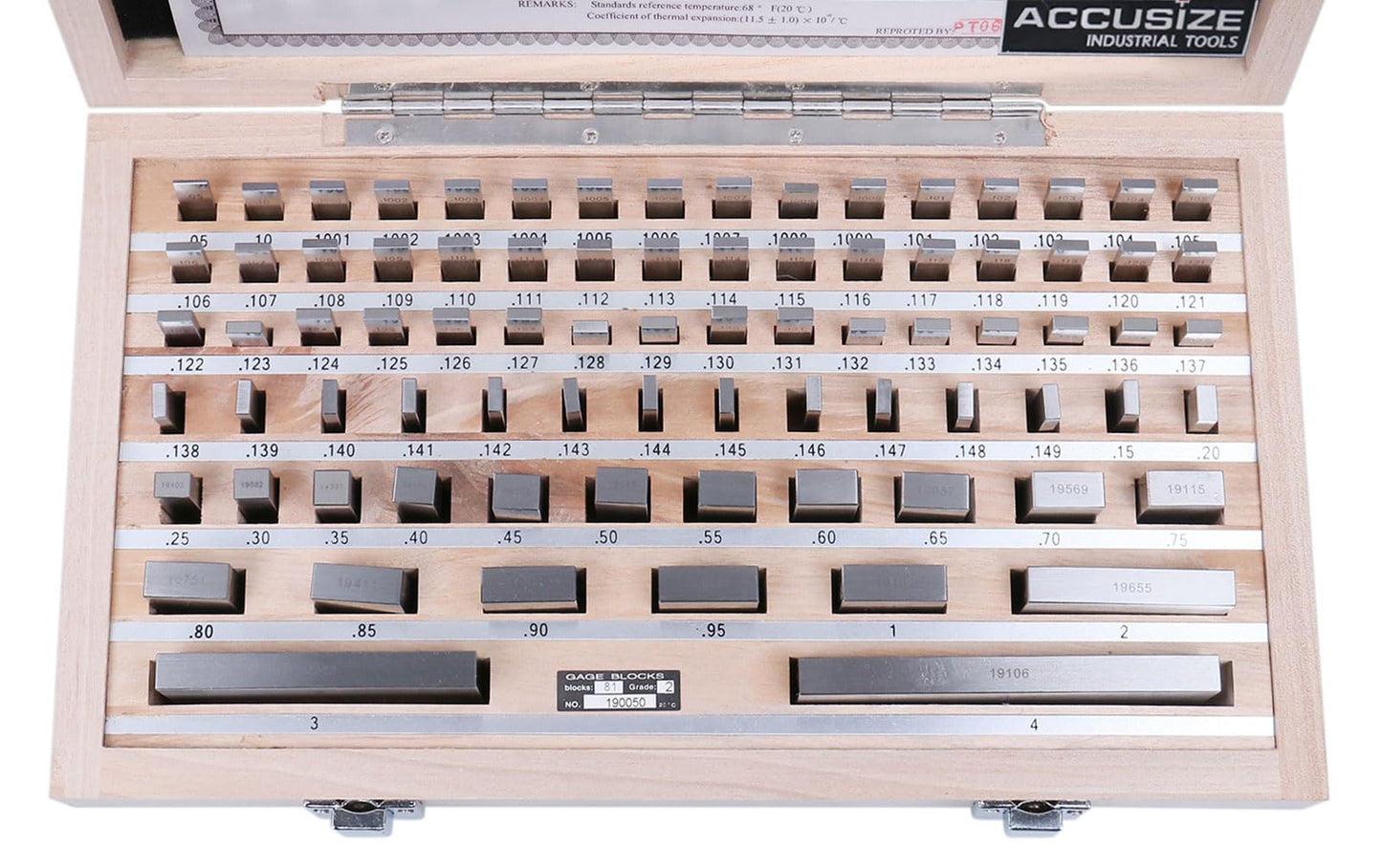 Accusize Industrial Tools 81 Pc Grade AS-2 Steel Gage Block Set, P900-S583