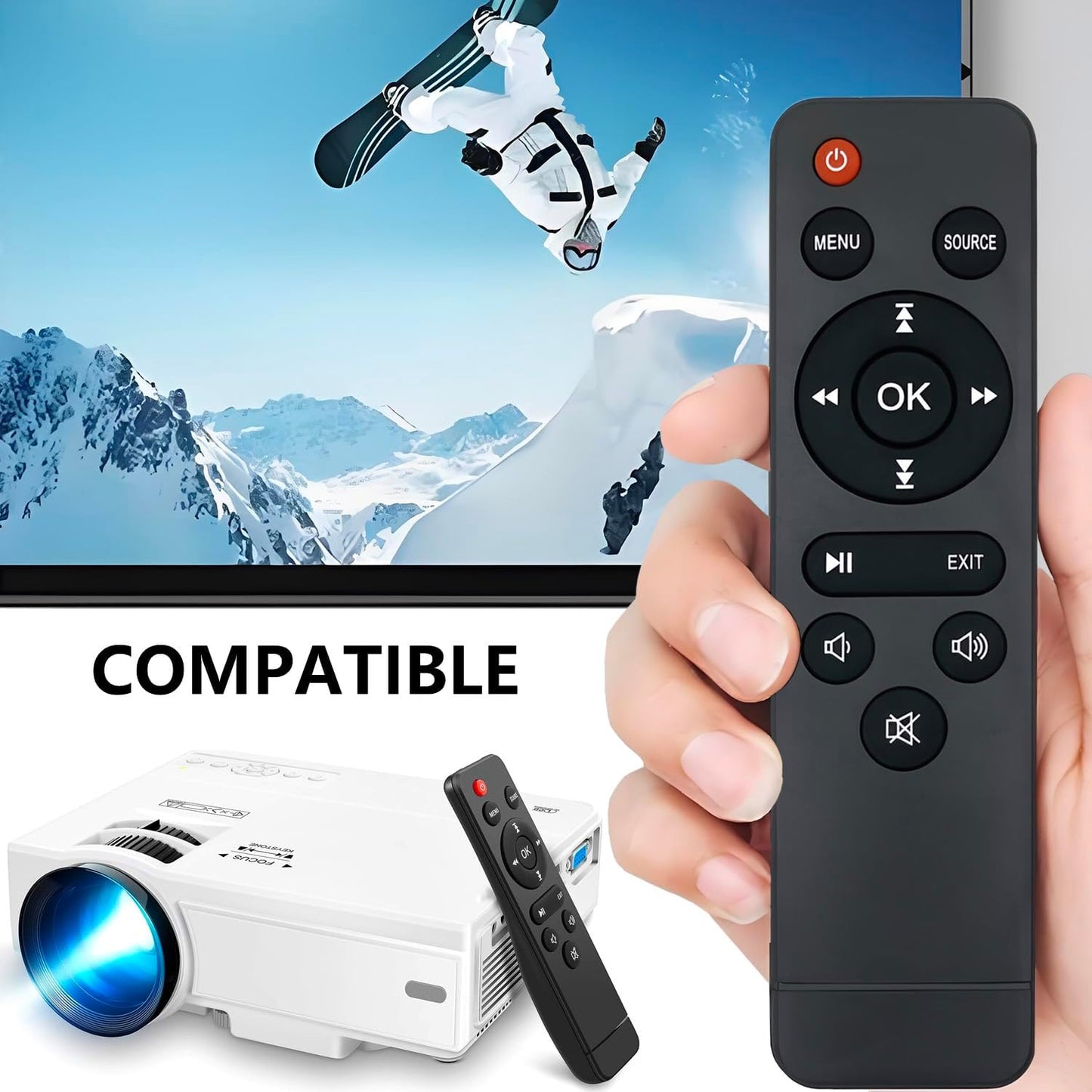 ZECARFA M8-F M8-F A008 V08 M10 HI-04 Control(M8-F Replacement Mini Projector Remote Compatible with AuKing / / NISOO /
