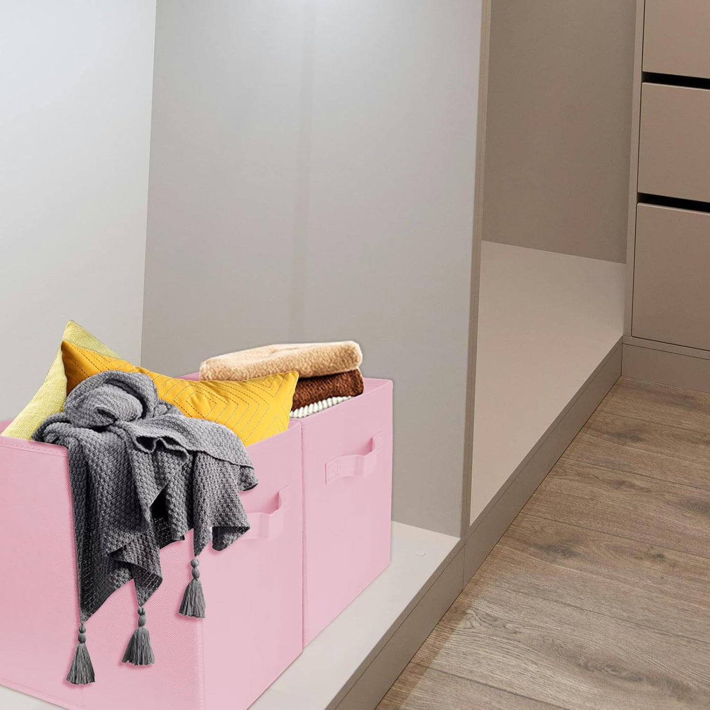 Storage Cubes by [Brand Name] - 10.5 Inch Collapsible Fabric Bins for Organized Closets & Offices | Pink