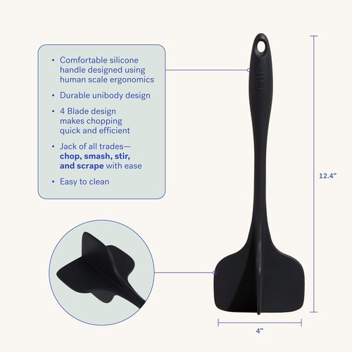 GIR: Get It Right Silicone Quad Meat Chopper - 12-Inch Slate - Non-Stick & Heat Resistant Handle