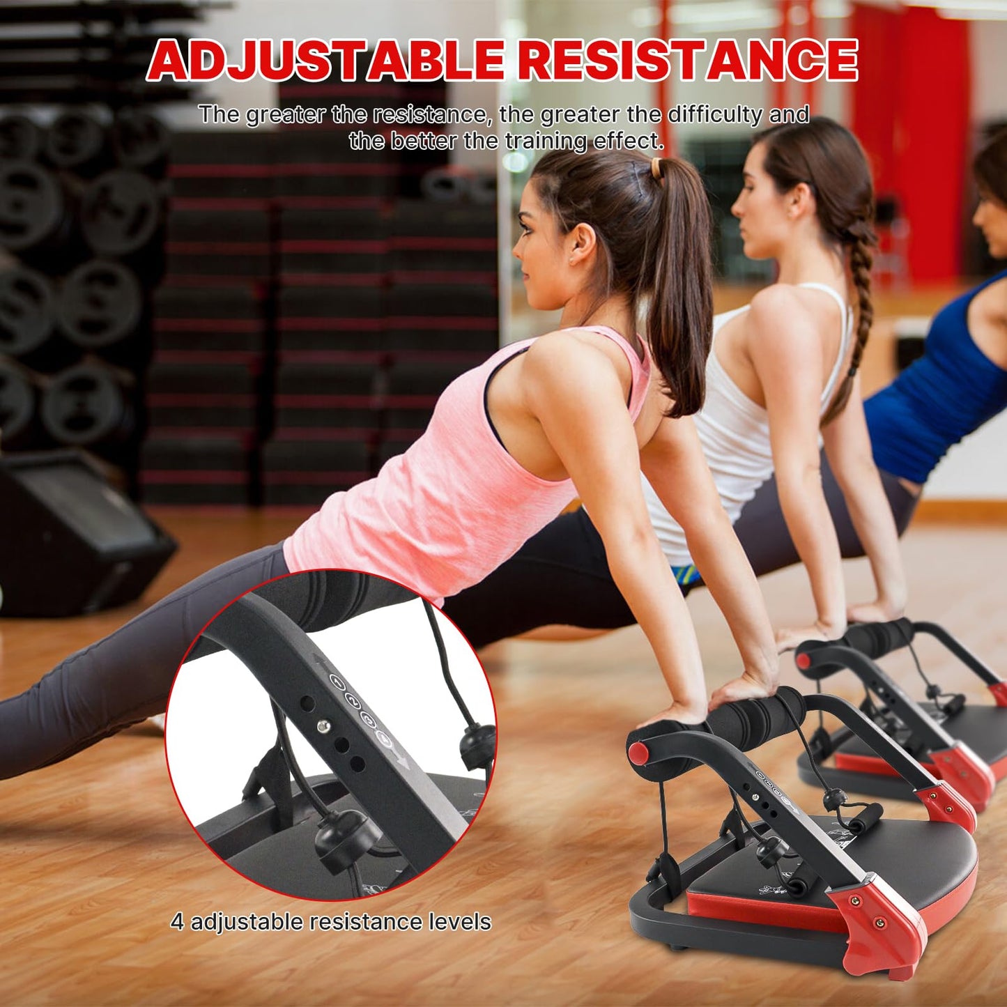 Ab Workout Equipment,Ab machine with Resistance Bands for Stomach Workout,Ab Crunch Machine Sit Up Machine with 4 Adjustable Resistance for Home Exercise,330 LBS Weight Capacity