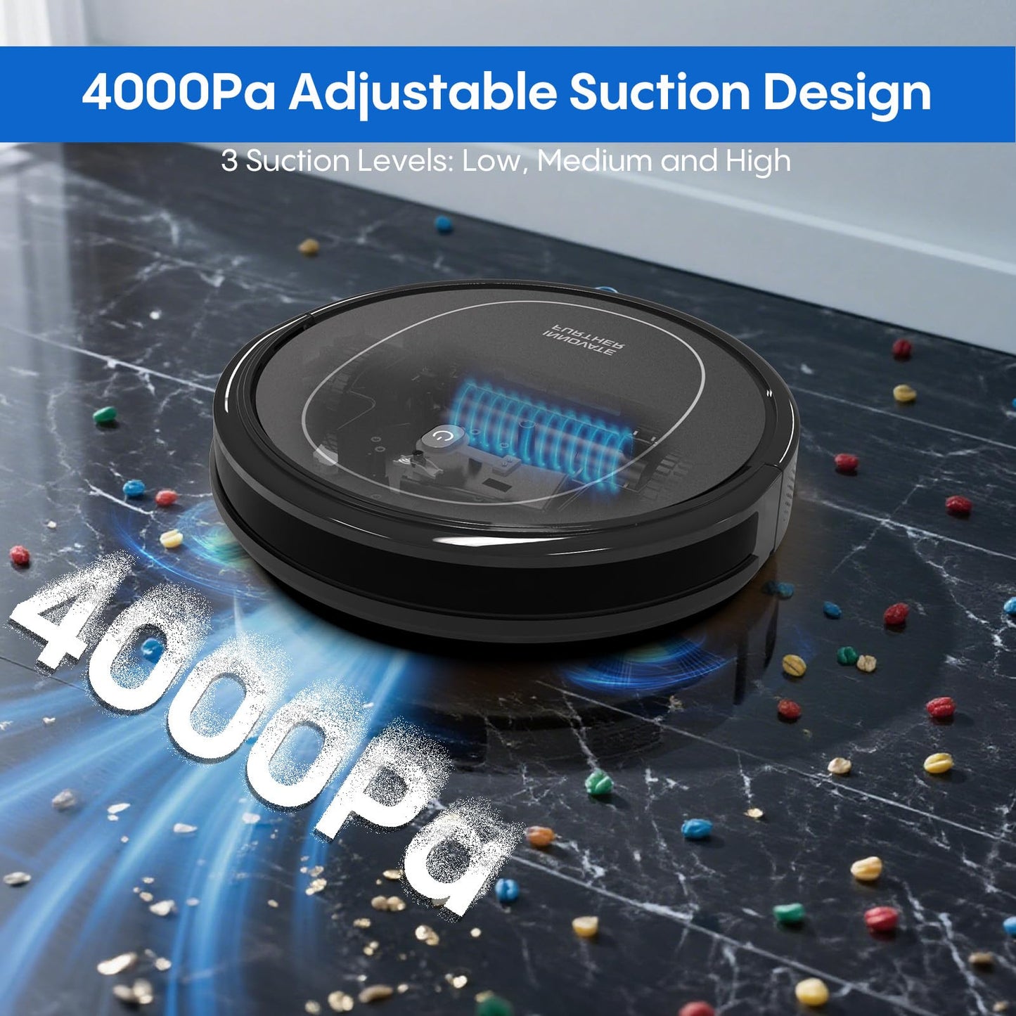 Robot Vacuum and Mop Combo, 3 in 1 Robotic Vacuums Cleaner with 4000Pa Suction, WiFi/App/Alexa, Central Brush & Scheduled & Self-Charging, Slim Vacuum Robot Cleaner for Pet Hair, Hard Floor, Carpet