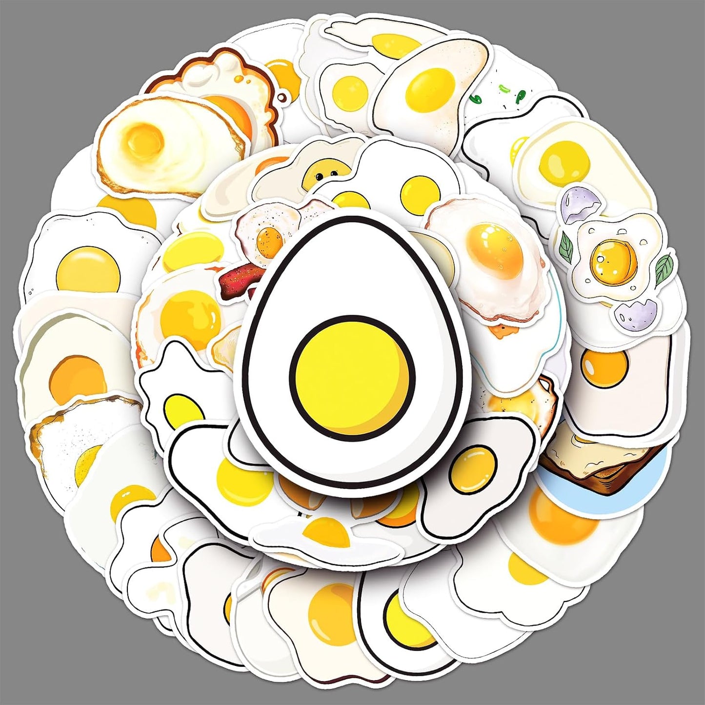 LYLSDSB 50 Pcs Fried Egg Stickers Waterproof Funny Cartoon Food Sticker for Skateboard Scrapbook Laptop Water Bottle