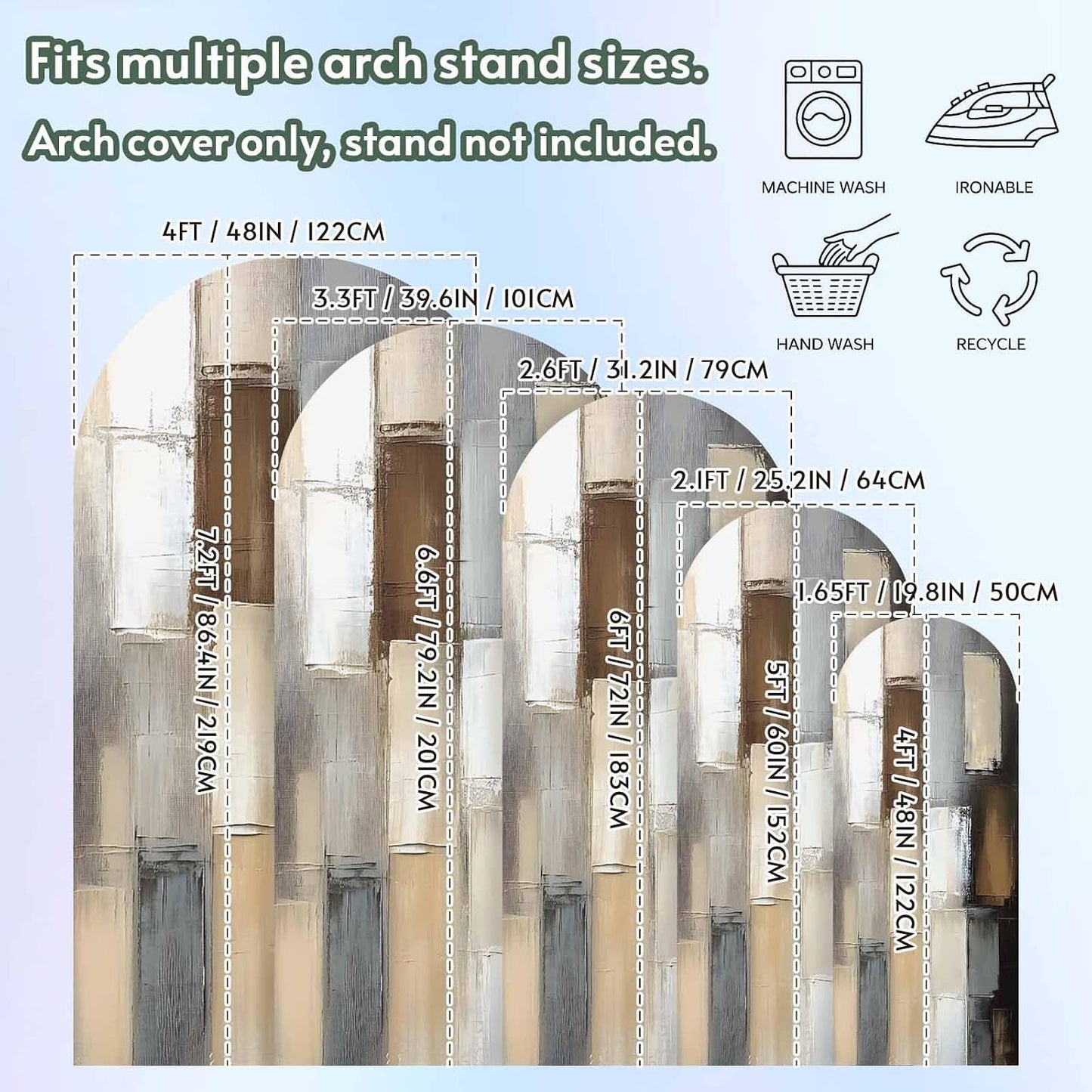 Jnbasdffb 7.2 Gray Brown Wedding Arch Cover, Stretchy Spandex Arch Backdrop Stand Covers FT, Abstract Oil Painting