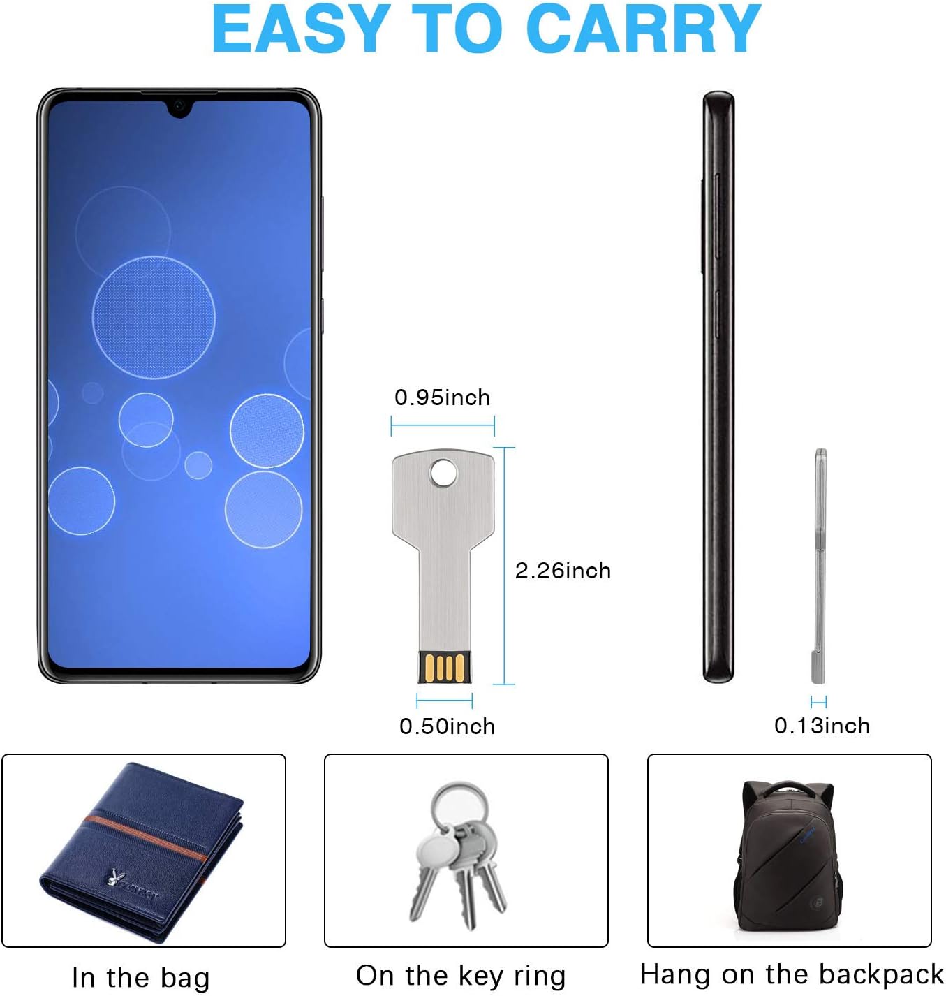 K&ZZ 64G USB2.0 64GB Key Shape USB Flash Drive, Metal Thumb Drive Flash Disk Memory USB Stick Expansion Disk, Silver