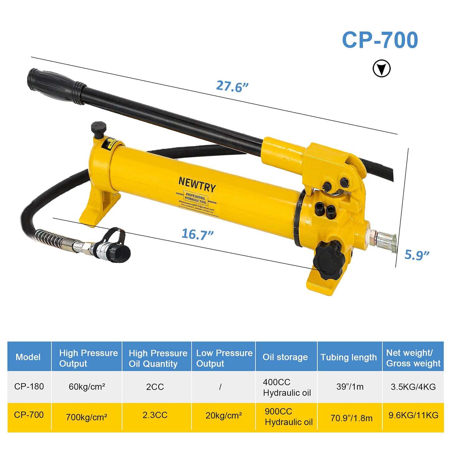 NEWTRY 20T Hydraulic Cylinder Long Jack + 20T Hydraulic Cylinder Long Jack