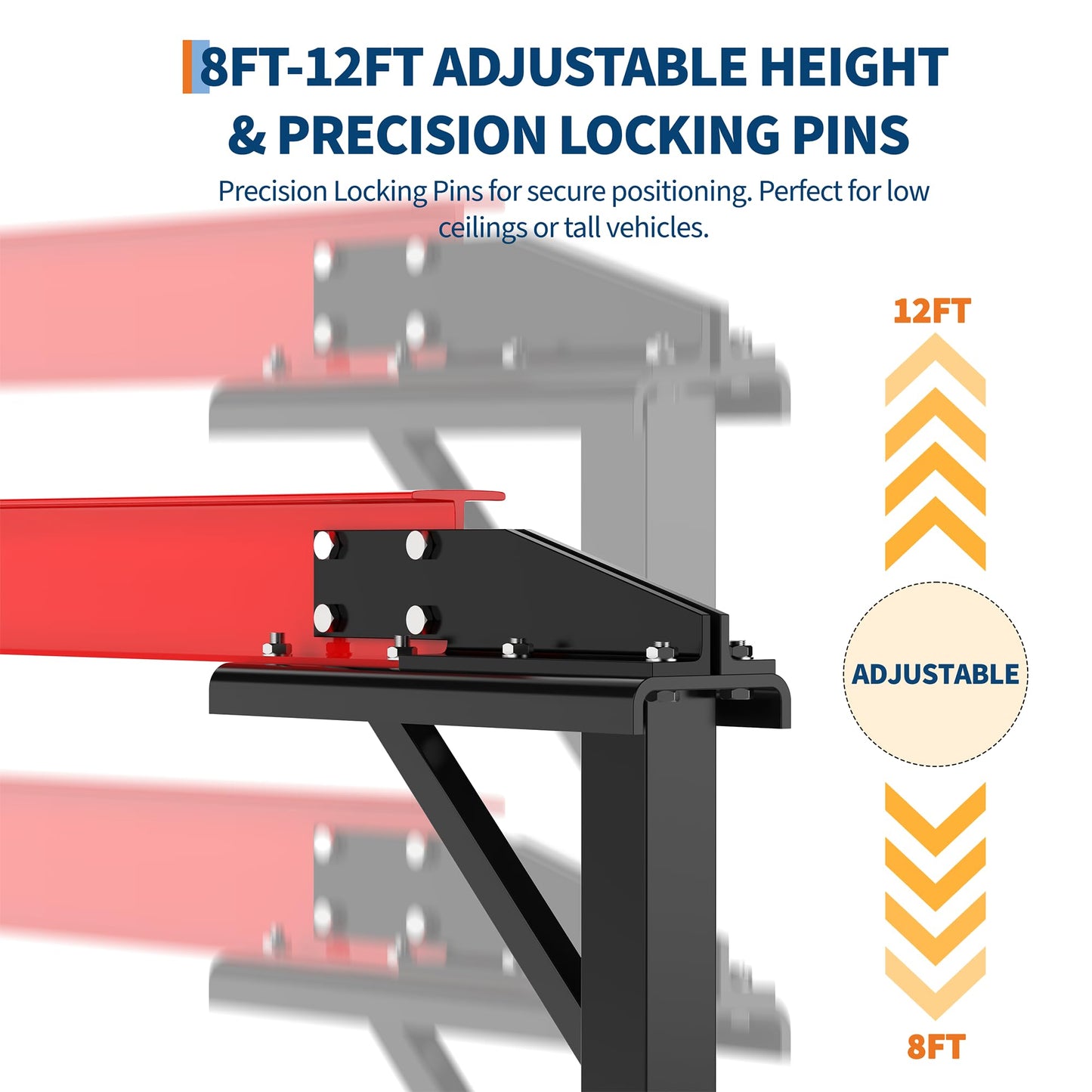 Adjustable Gantry Crane 1 Ton (2200 LBS) with Manual Trolley, Hook and Sling Strap, 12 Locking Positions (97" to 141") with Triangle Base, Portable I-Beam Hoist for Factory, Warehouse, Auto Repair
