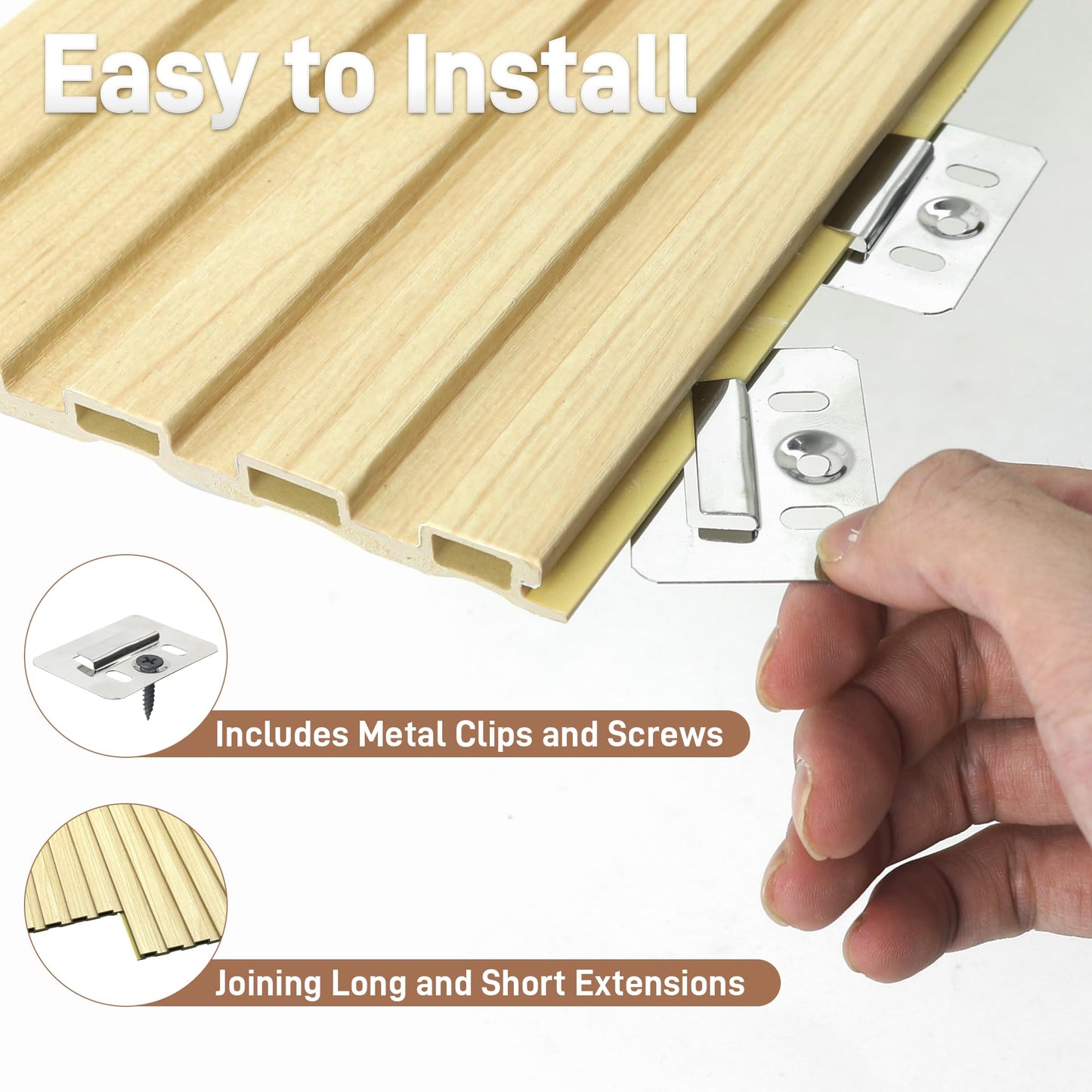 LETKEYS WPC Slat Wall Panels, 16 Packs 48 x 6 Inch WPC 3D Wood Wall Paneling for Interior Wall Decor, Living Room, Bedroom, TV Background, Wainscoting Panels for Wall Decor, Light Maple