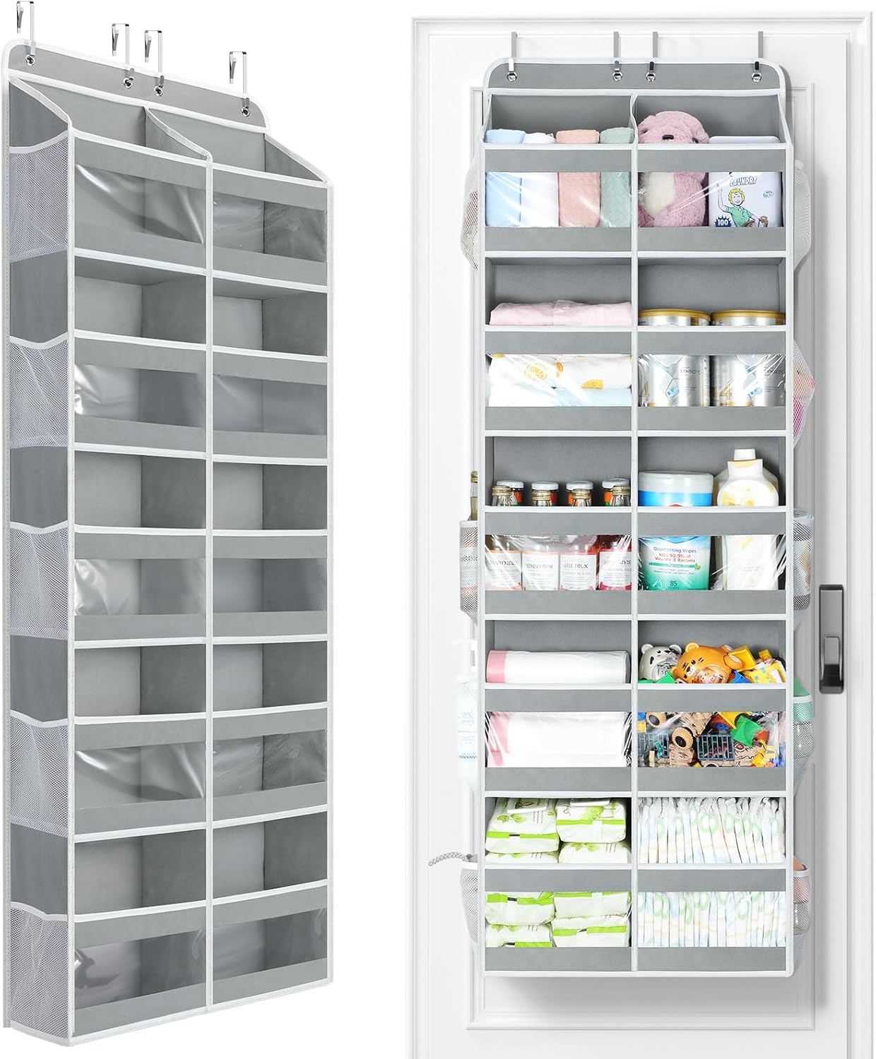 Yecaye 5-Tier Over The Door Organizer - Heavy Duty Dual-Column Storage with 10 Compartments | Grey