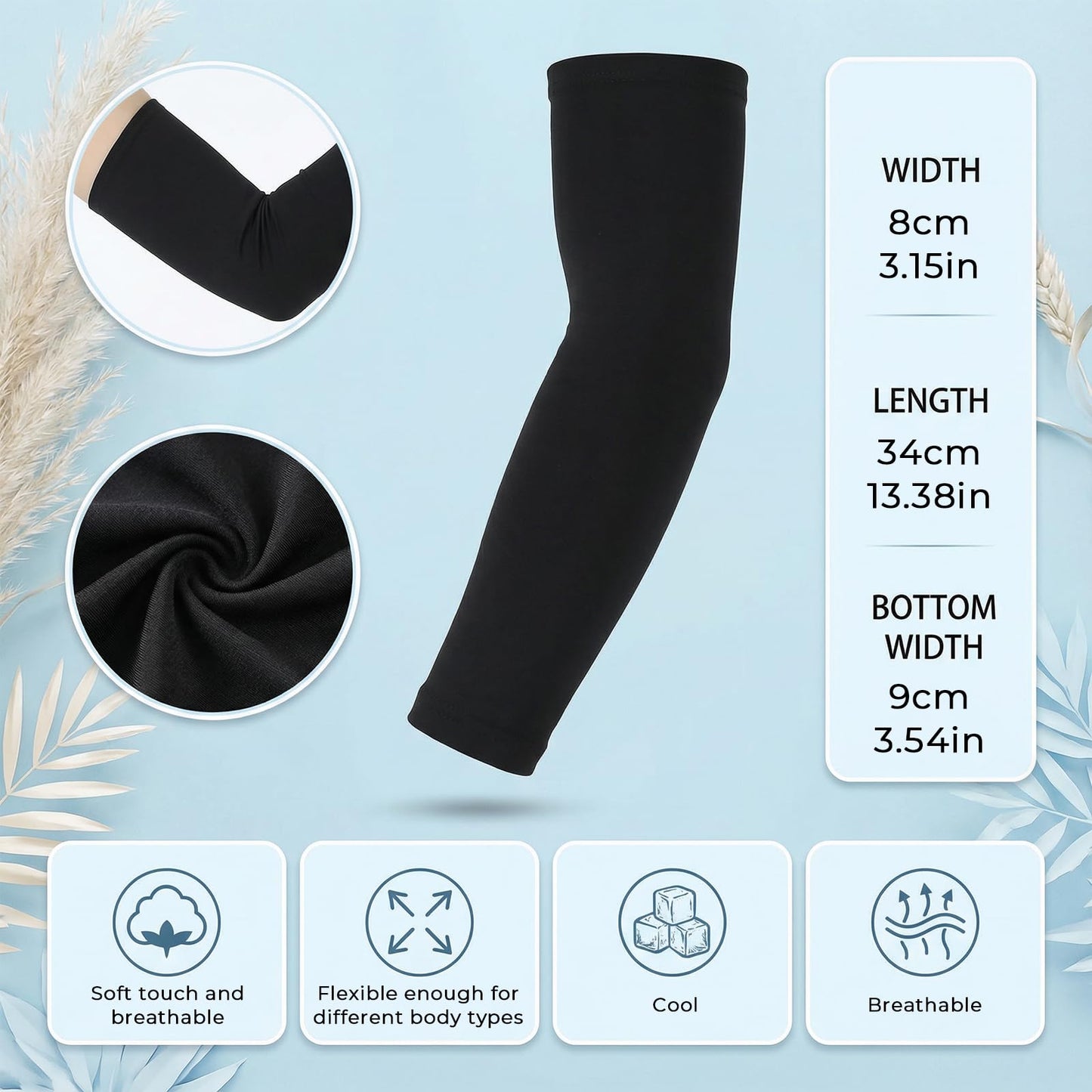 2 Pairs Arm Sleeves for Men and Women, UV Sun Protection Arm Sleeves, Cooling Compression Arm-Sleeve for Football, Basketball, Volleyball, Golf, Outdoor Sports, Working, Tattoo Cover Up (Black, White)