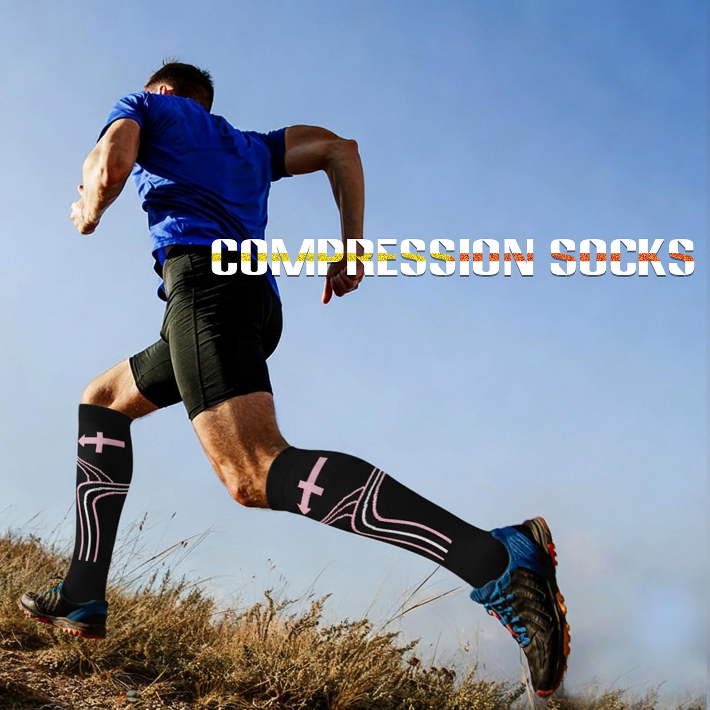 Sooverki Compression Socks for Women and Men Circulation (4 Pairs) is Best Support for Running Athletic Knee High Stockings Flying Travel Flight Winter Summer Workout Gifts Ideas