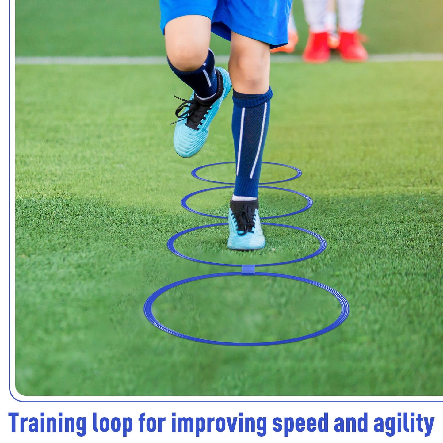 Shappy 50 Pcs Agility Rings with Storage Bags 15 Inch Agility Exercise Rings Training Hoops Plastic Speed Jumping Hoops for Gymnastics Sports Soccer Football Practice Games(Blue)