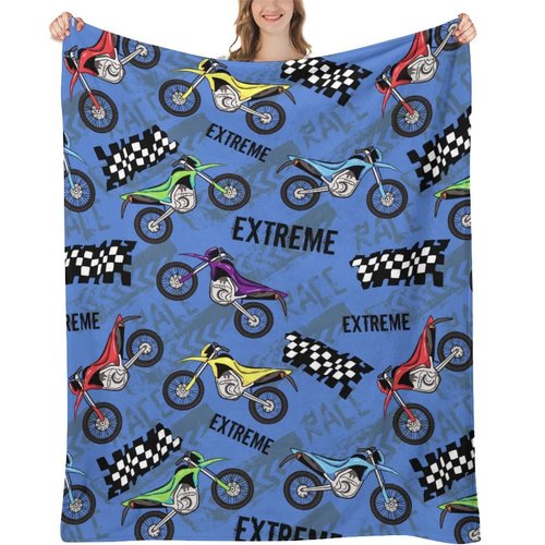 Cool Motorcycle Throw Blanket Car Soft Warm Bedding Bed Blankets Boys Teen Gifts for Couch Bedroom Sofa Office Car, All Season Cozy Flannel Plush Blanket for Kids Adults, 60"X50"