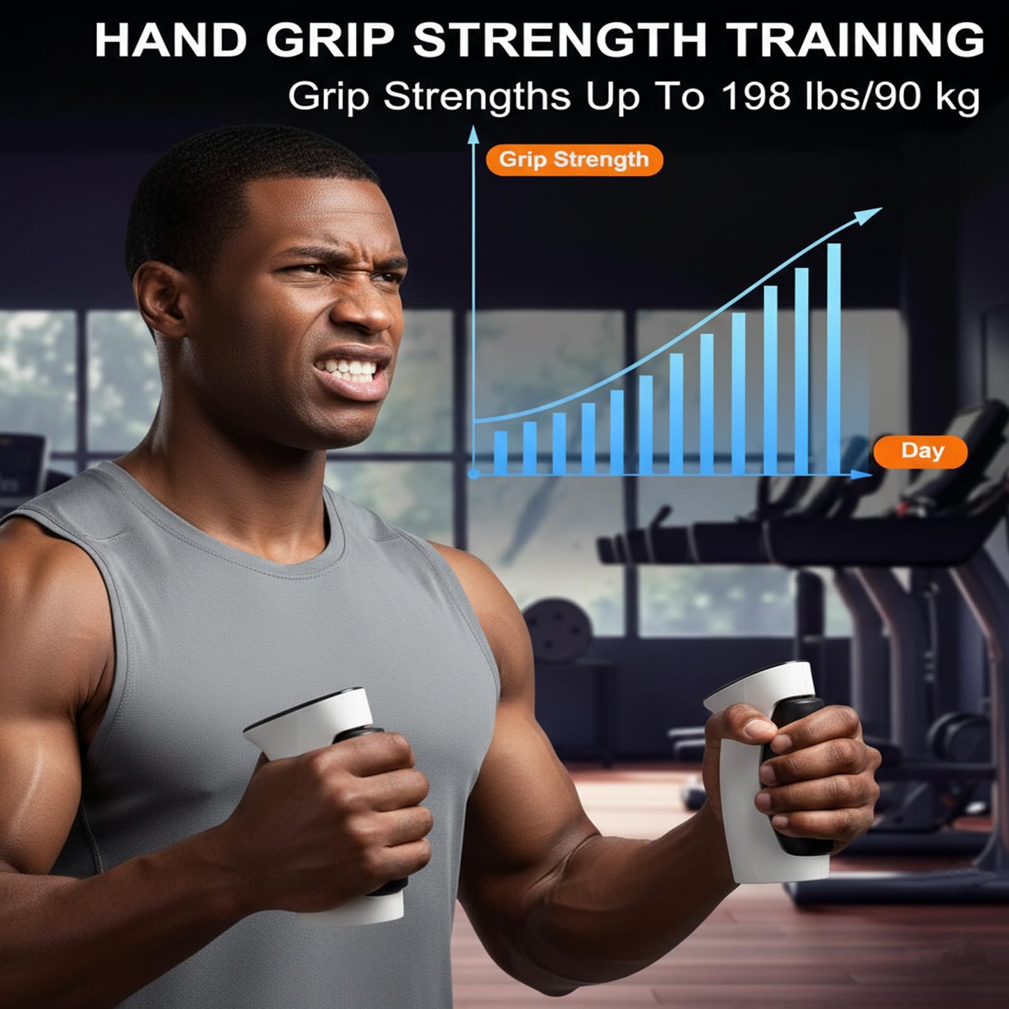 Digital Hand Grip Strength Tester, 198lbs/90kg Electronic Grip Dynamometer with Adjustable Handle & Backlit Display, Comfortable Grip Strength Meter for REHAB, Seniors, Sports & Home Use