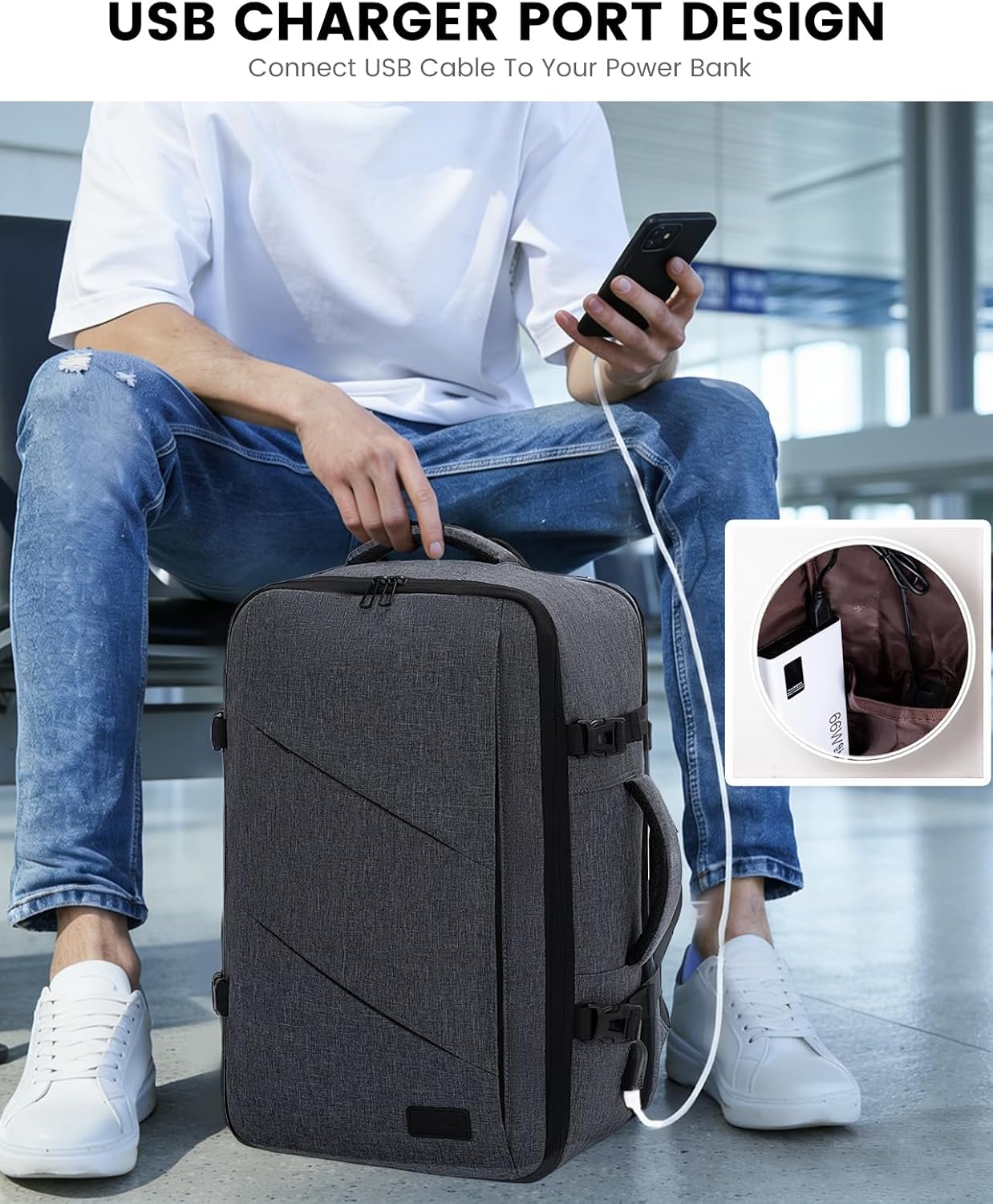 Backpack, 40L Backpack, Backpack 17 Inch Backpack LOVEVOOK Travel Extra Large Carry on with USB Port, Water Resistant