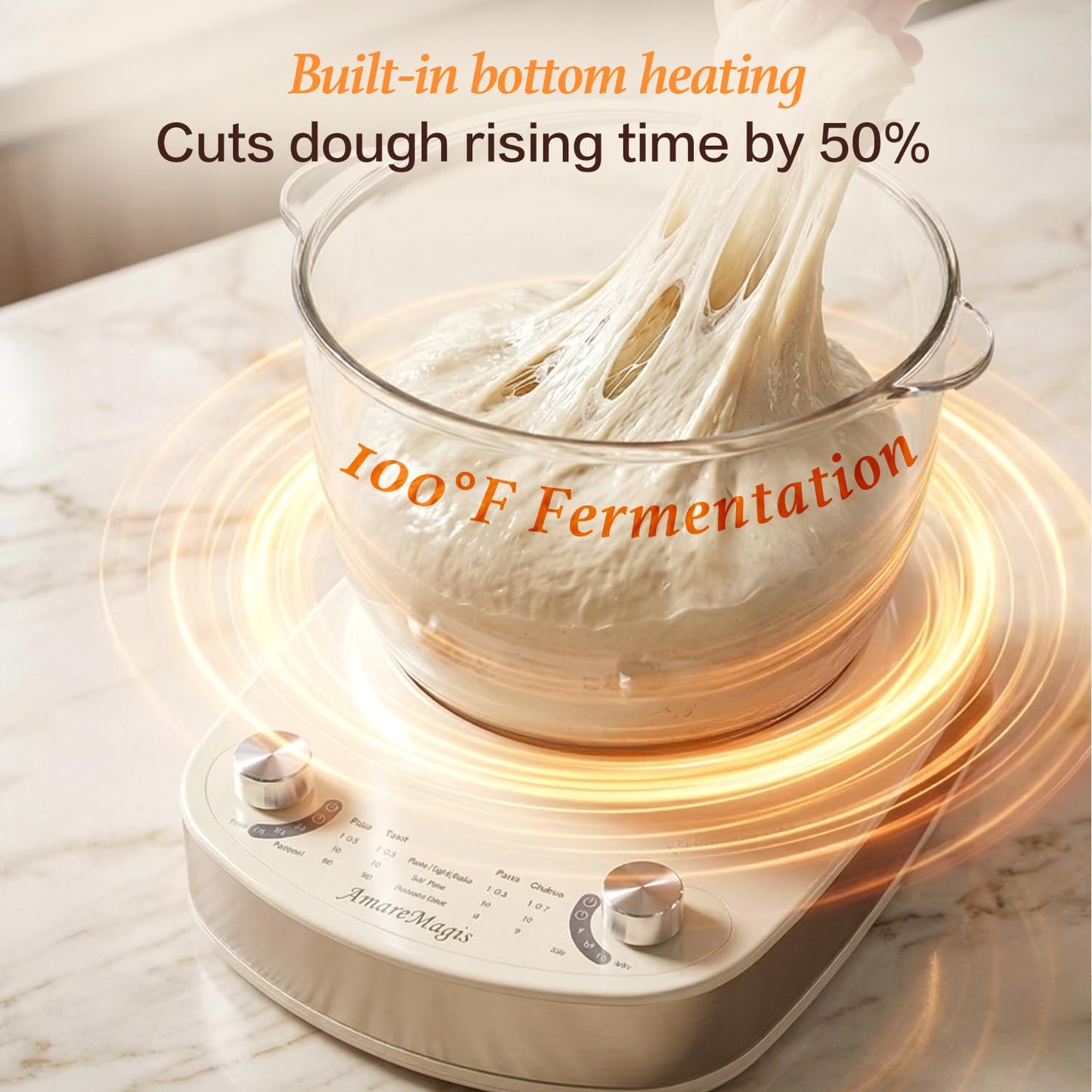 7.4QT Electric Dough Mixer with Timer & Fermentation, Dough Kneader Machine for Bread, Pizza, Pasta & Sourdough, Large Capacity Up to 2.1kg Dough, Hands-Free Kneading Machine for Home Baking