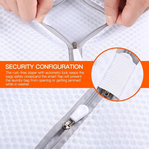 Kimmama Laundry Mesh Wash Bags - Lingerie & Delicates Protection | 2XXL White & Grey Zipper