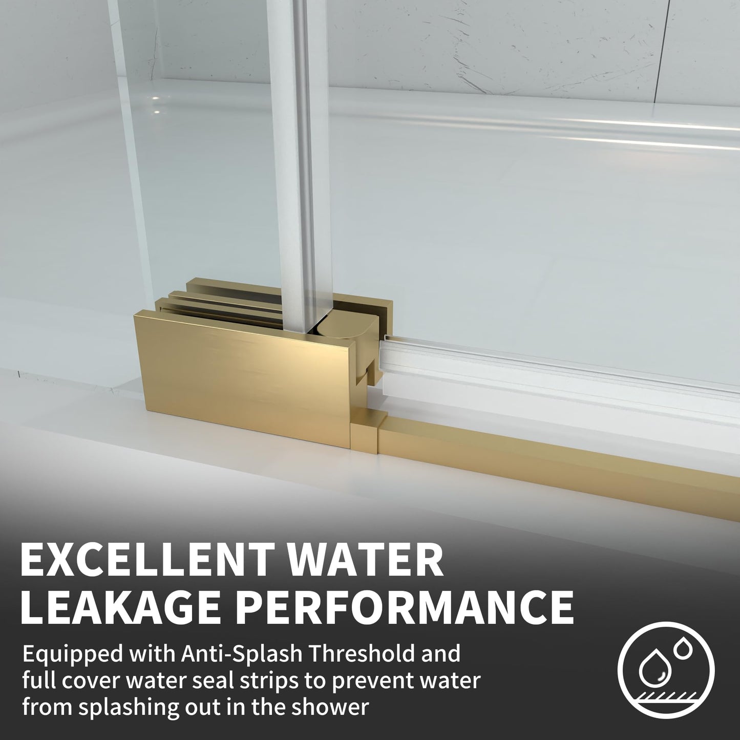 ComfyStyle 44-48" W x 70" H Frameless Pivot Shower Door, 5/16"(8mm) Clear SGCC Tempered Glass Shower Doors, Brushed Gold Hinged Shower Glass Door, Reversible Installation