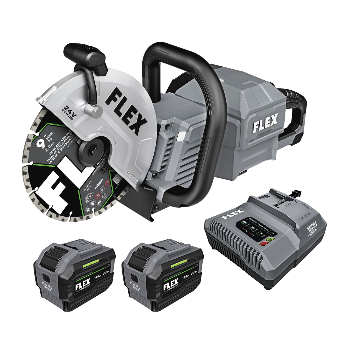 FLEX 24V Brushless Cordless Drywall Cut Out Tool Kit with (2) 10.0Ah Batteries and 550W Fast Charger - FX2481-2J