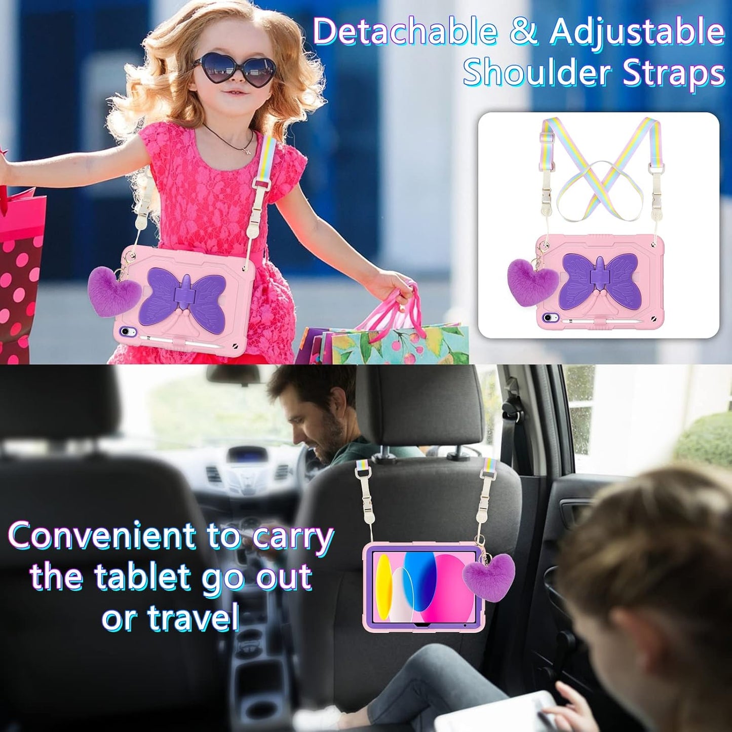 WESADN 10th 10.9 inch 2022 A16 11 inch 2025 for iPad Generation Case for iPad Case with Screen Protector/Butterfly