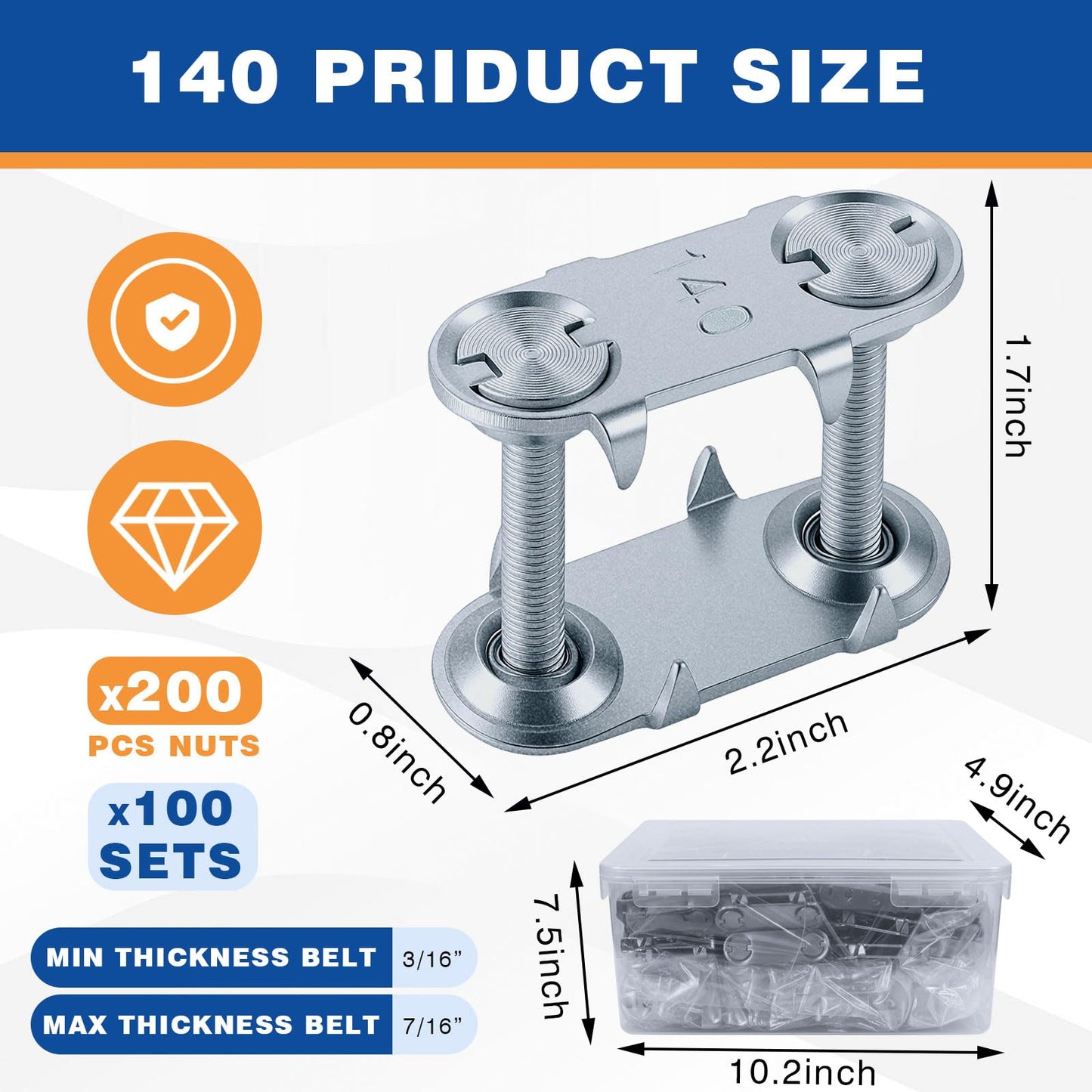 Zonon 100 Sets Bolt Solid Steel Plate Fasteners Pre-Assembled Bottom Plates Bolt Solid 2.2 x 0.8 x 1.7 Conveyor Belt Repair Kit for Industrial Conveyors, Mining, Quarry, Cement, Agriculture