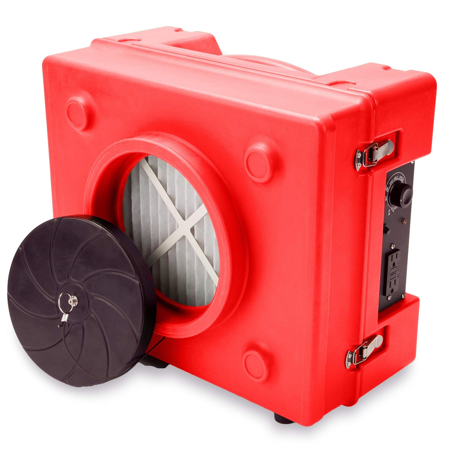 B-Air BA-RA-650-RD 1/3 HP 2.5 Amp HEPA Air Purifier Scrubber for Water Damage Restoration Equipment Negative Air Machine, Red