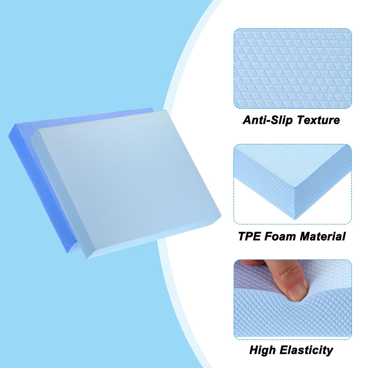 PATIKIL Balance Pad 15.7x13x2 Inch, 2 Pack Non-Slip TPE Foam Pad Cushion Exercise Yoga Mat Knee Pad for Fitness Stability Core Training Stretching, Sky Blue/Pale Blue