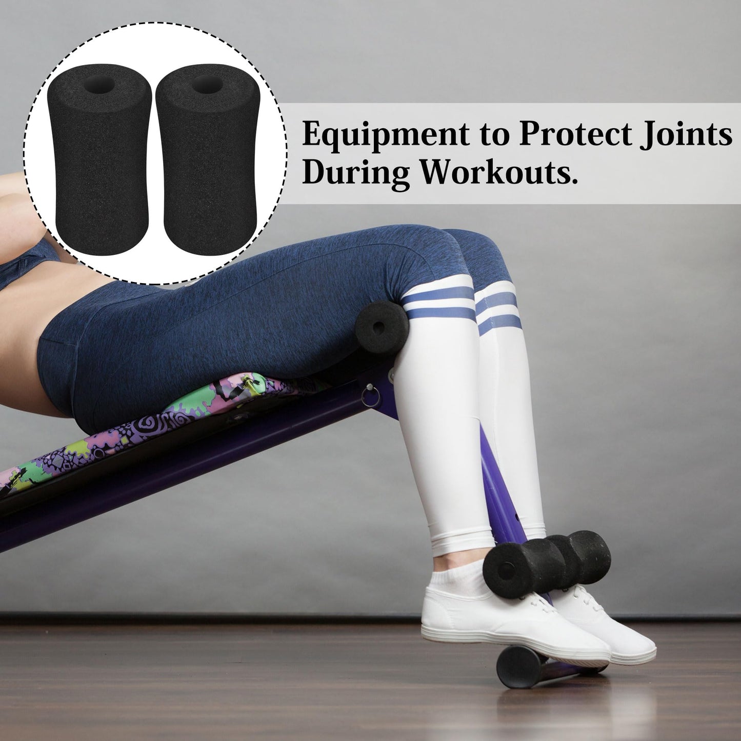 Foam Foot Pads Rollers,Gym Replacement Parts for Leg Pads Set- 4 Pcs Extension Weight Bench,Replacement Set of Rollers with Leg Extension for Weight Training Bench