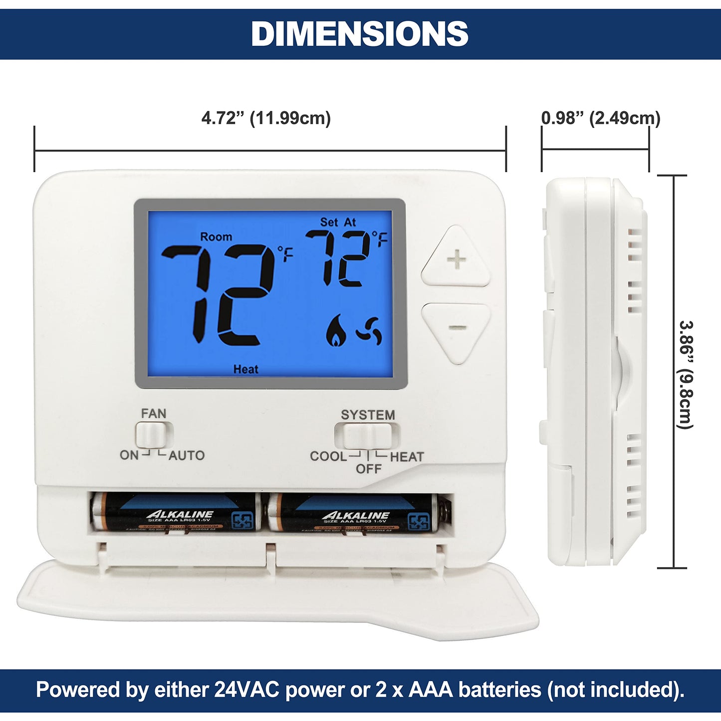ELECTECK 5 Pack Non-Programmable Digital Thermostat for Home, up to 1 Heat/1 Cool with 4.5 sq. inch Display, Compatible with Single Stage Electrical and Gas/Oil System, White