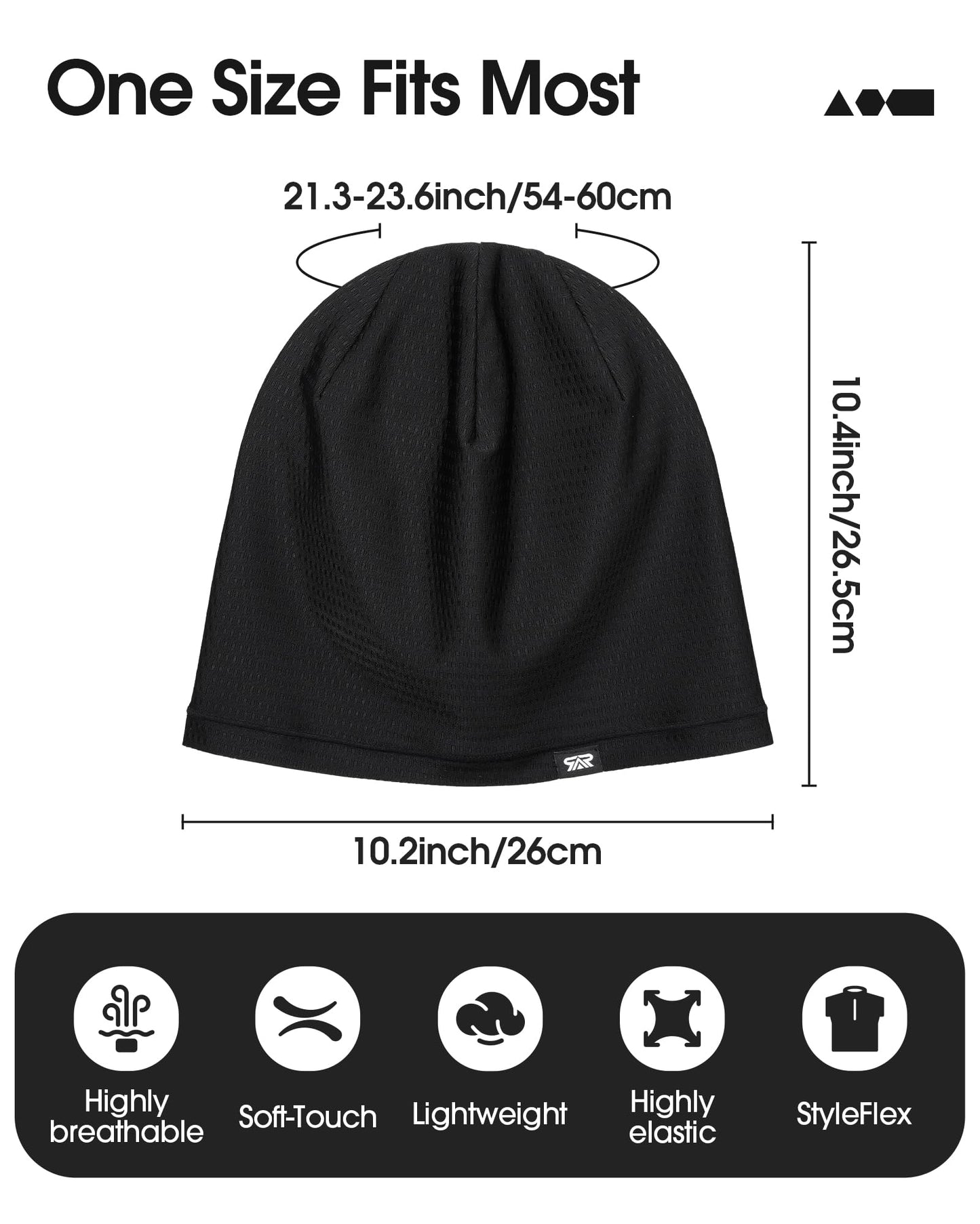 THINDUST 2Pcs Summer Mesh Breathable Skull Beanie - Soft Stretchy Slouchy Beanie Hat Men Women for Running Cycling Gym