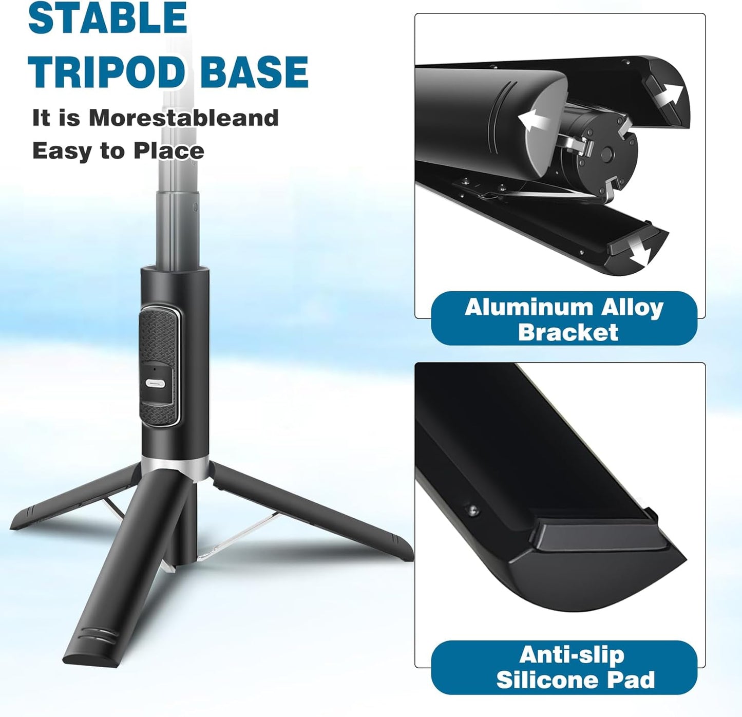 Davidlinlin 3 1 4 7 inch in Phone Tirpod, Selfie Stick and Phone Holder, iPhone Tripod with Remote Control, Lightweight