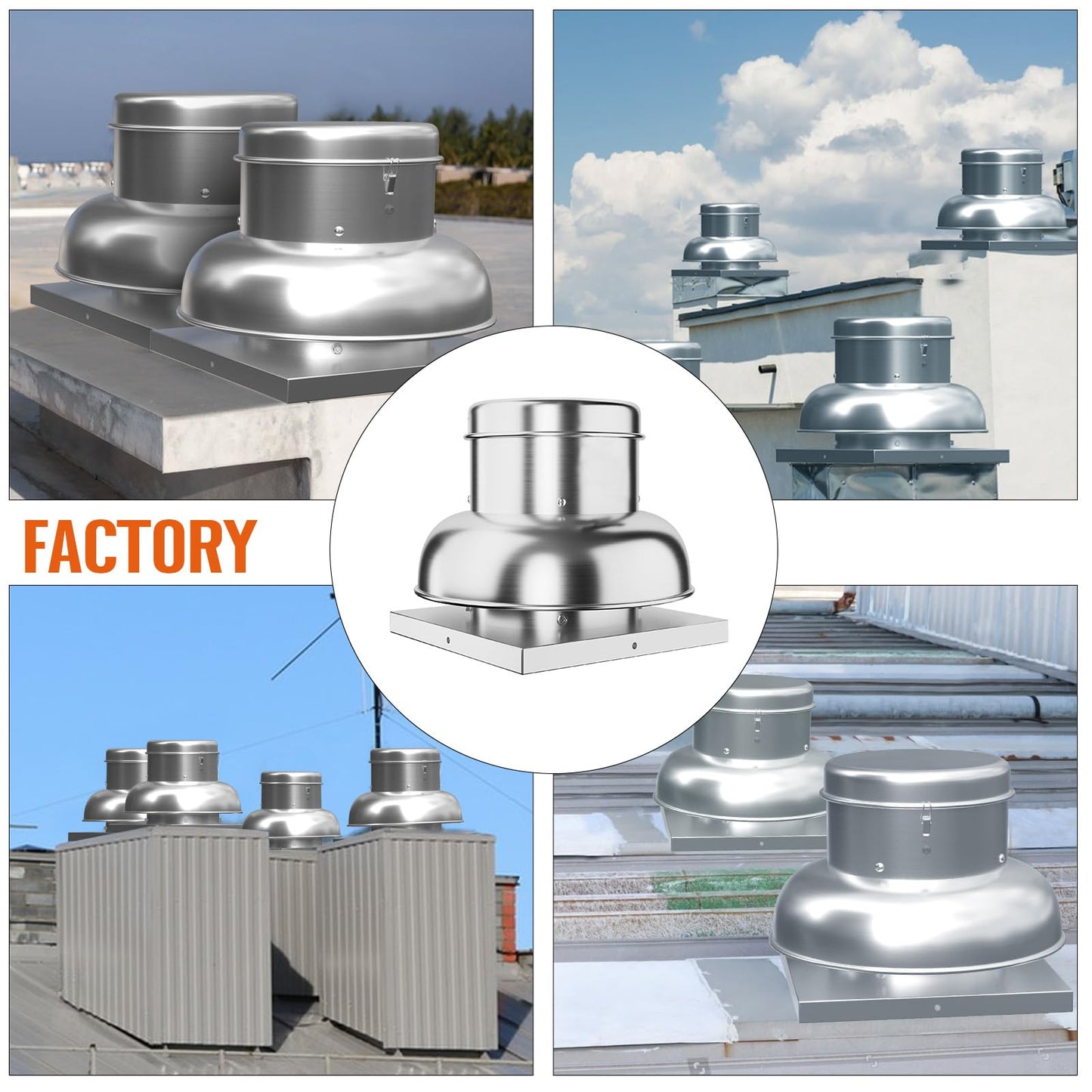 ExploreHorizon 1400CFM Upblast Roof Exhaust Fan,High-Speed Direct Drive, Upgraded Motor, 24.05" Fan Base for Restaurants, Factories, and Warehouses, Silent Operation & Weather-Resistant Design