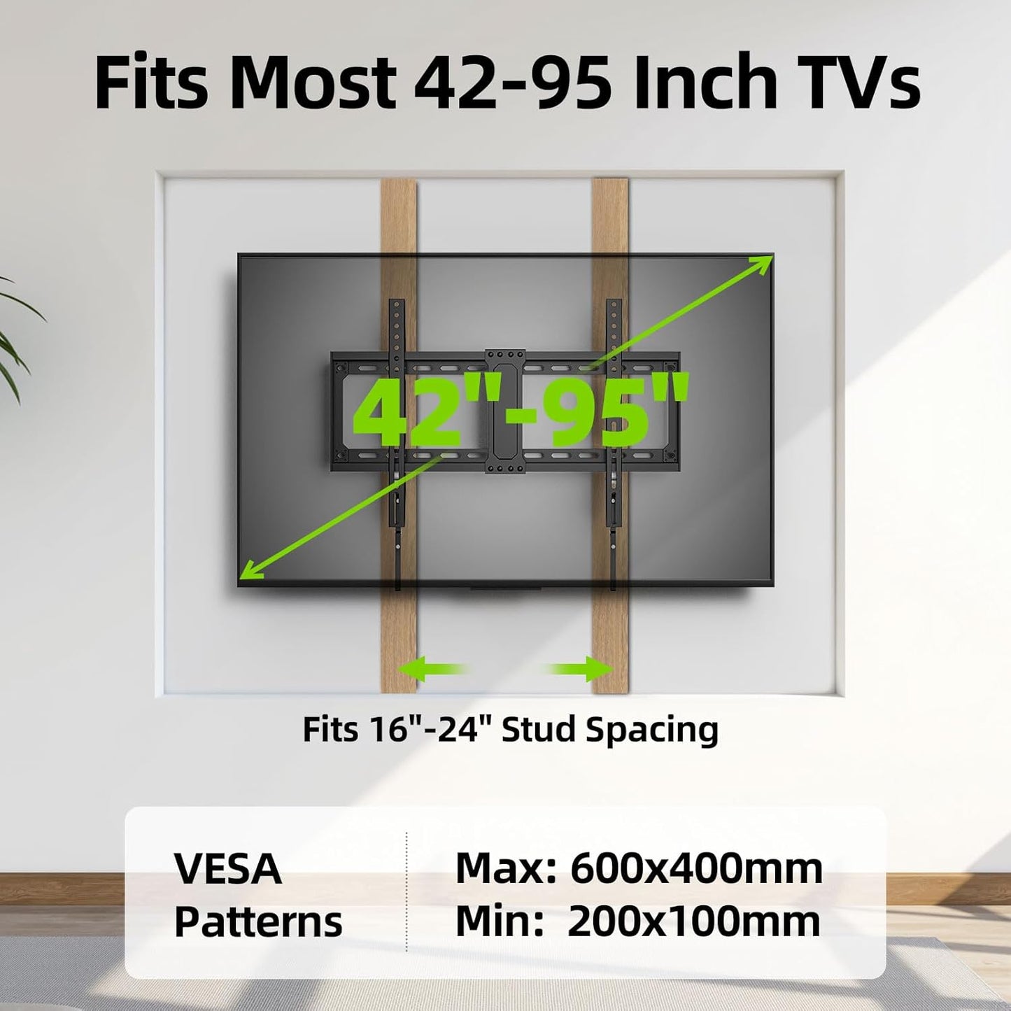 USX MOUNT TV Wall Mount - Low Profile Design for 42-95 Inch Flat Screen TVs | Holds Up to 132 lbs